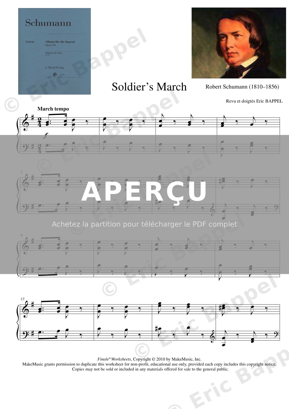 La Marche militaire, Album pour la jeunesse, Op. 68 No. 2 — Extrait page 1 sur 2