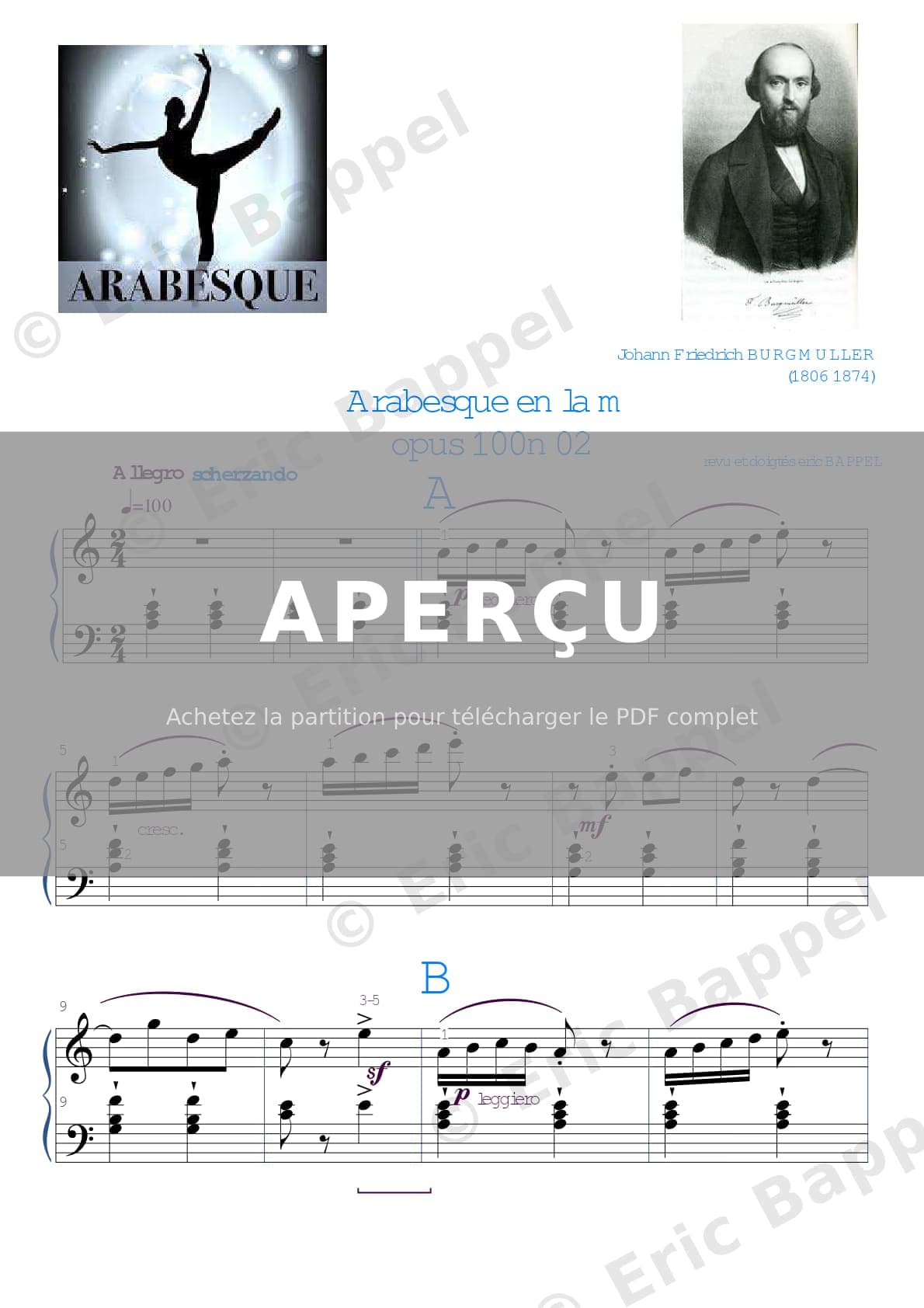 Arabesque en La mineur, Op. 100 n° 02 — Extrait page 1 sur 4