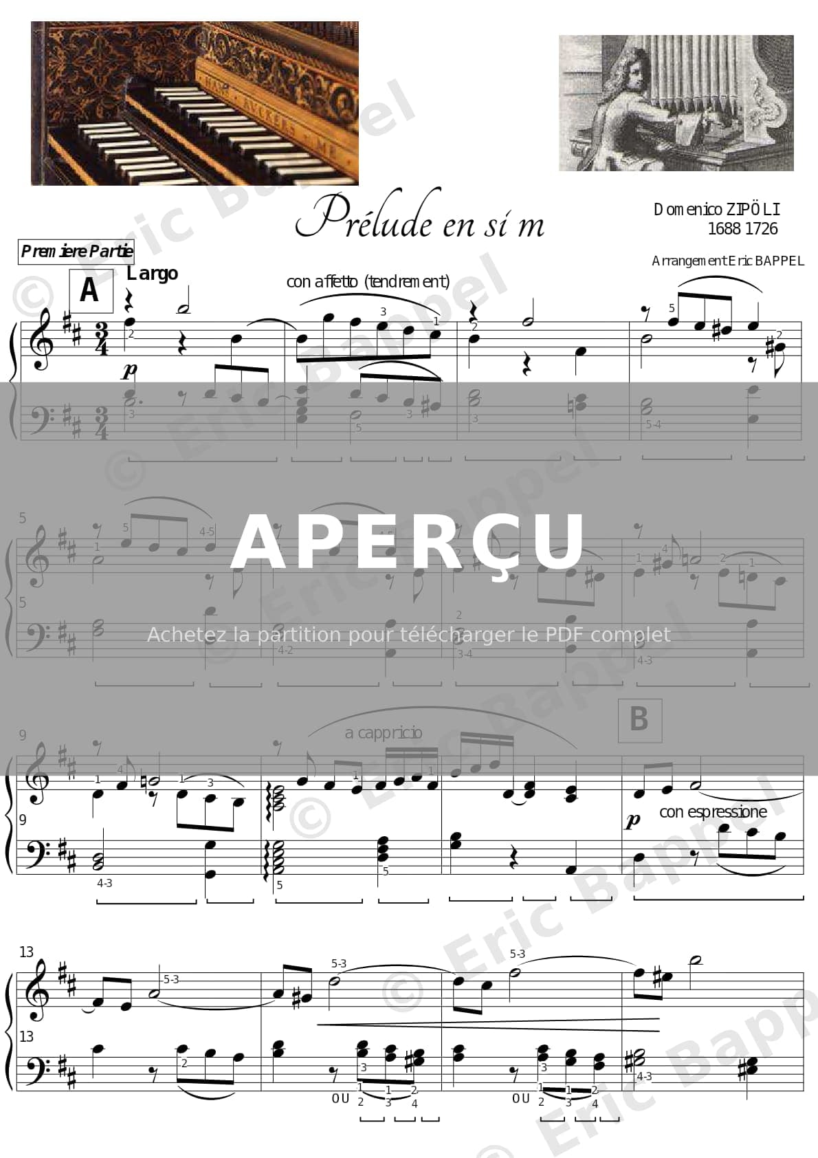 Prélude, Suite No. 1 en Si mineur — Extrait page 1 sur 3