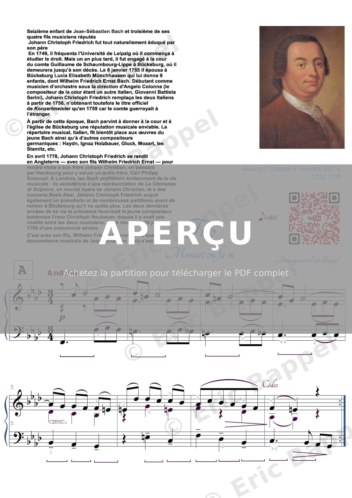 Trio du Menuet en Fa mineur — Extrait page 1 sur 2