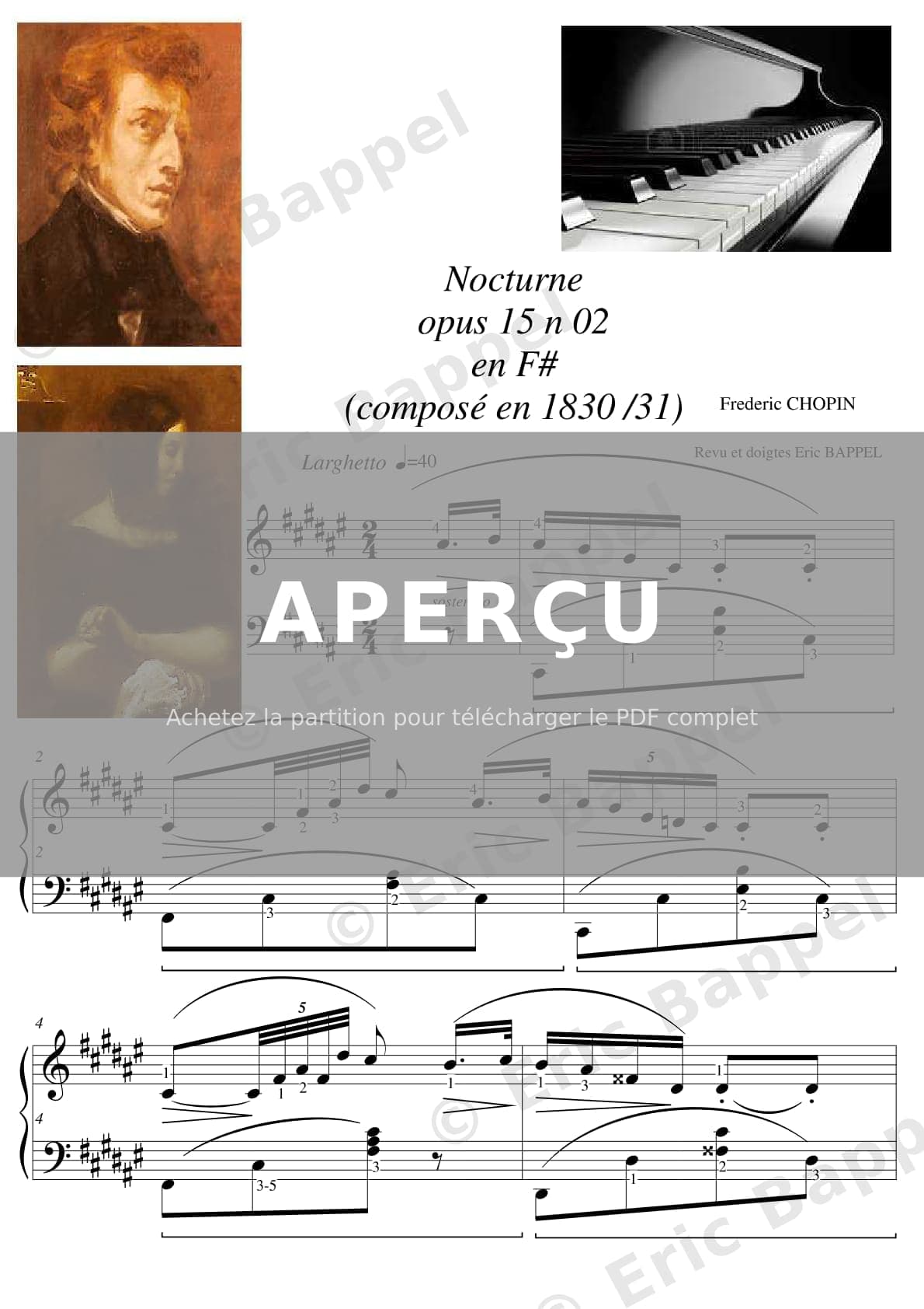 Nocturne Op. 15 No. 2 en Fa dièse Majeur — Extrait page 1 sur 9