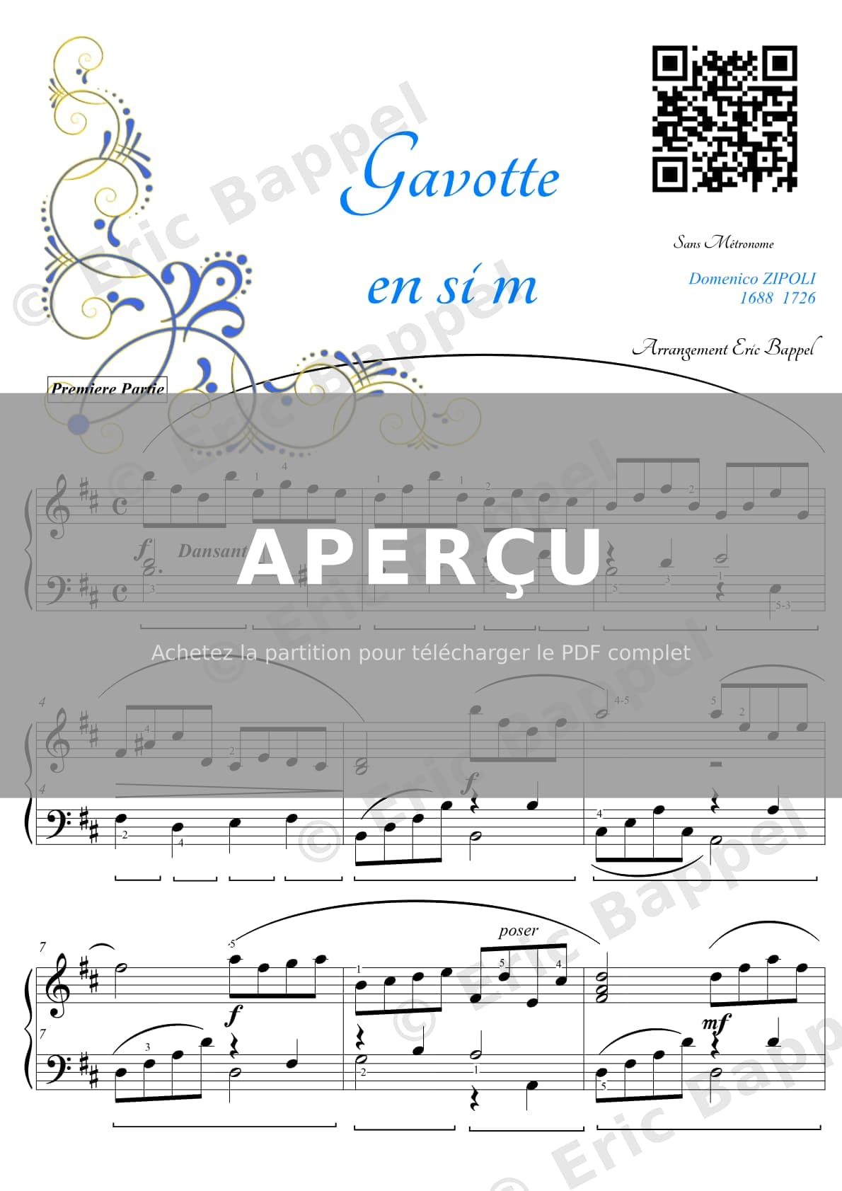 Gavotte en Si mineur (Suite pour clavecin) — Extrait page 1 sur 4
