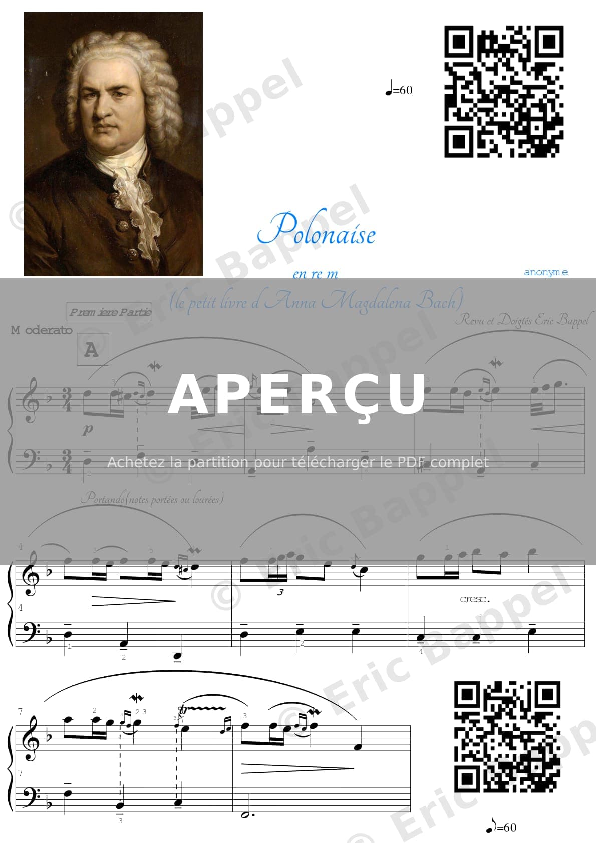 Polonaise en Ré mineur (Petits livres d'Anna Magdalena Bach) — Extrait page 1 sur 4