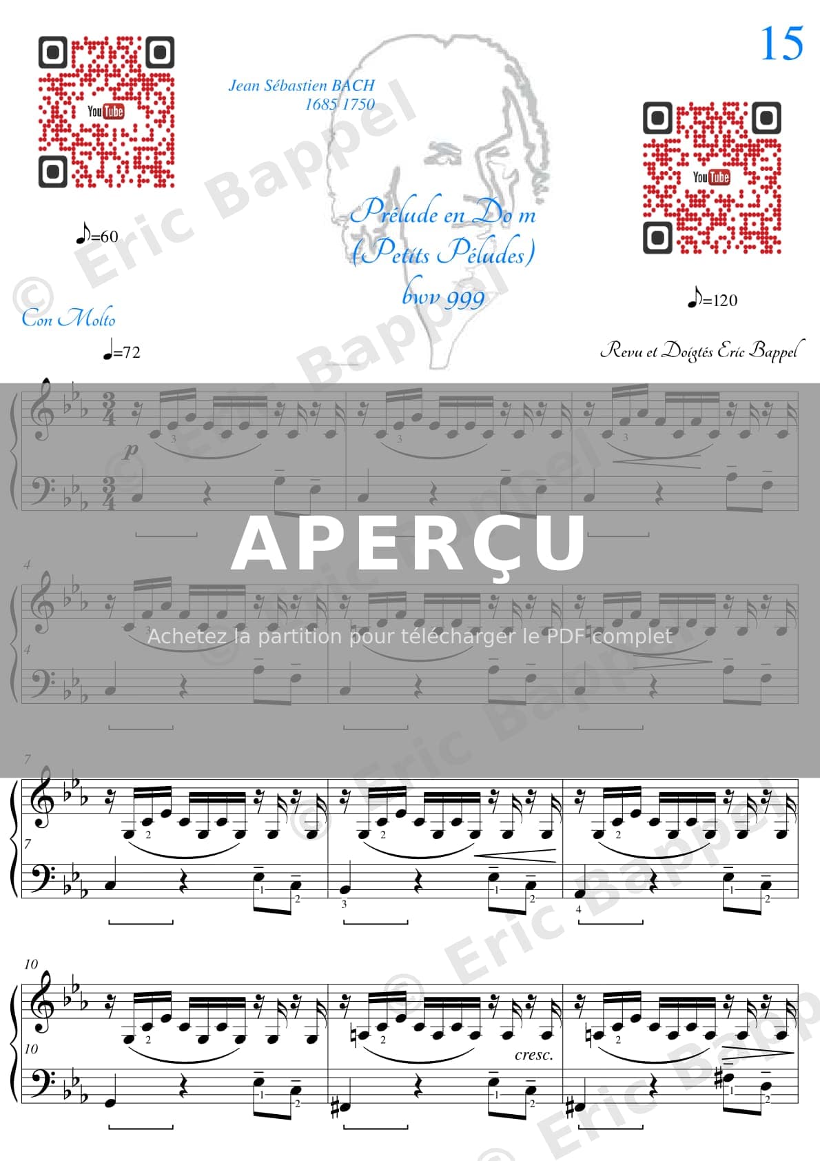 Petit prélude en Do mineur, BWV 999 (Petits préludes) — Extrait page 1 sur 4
