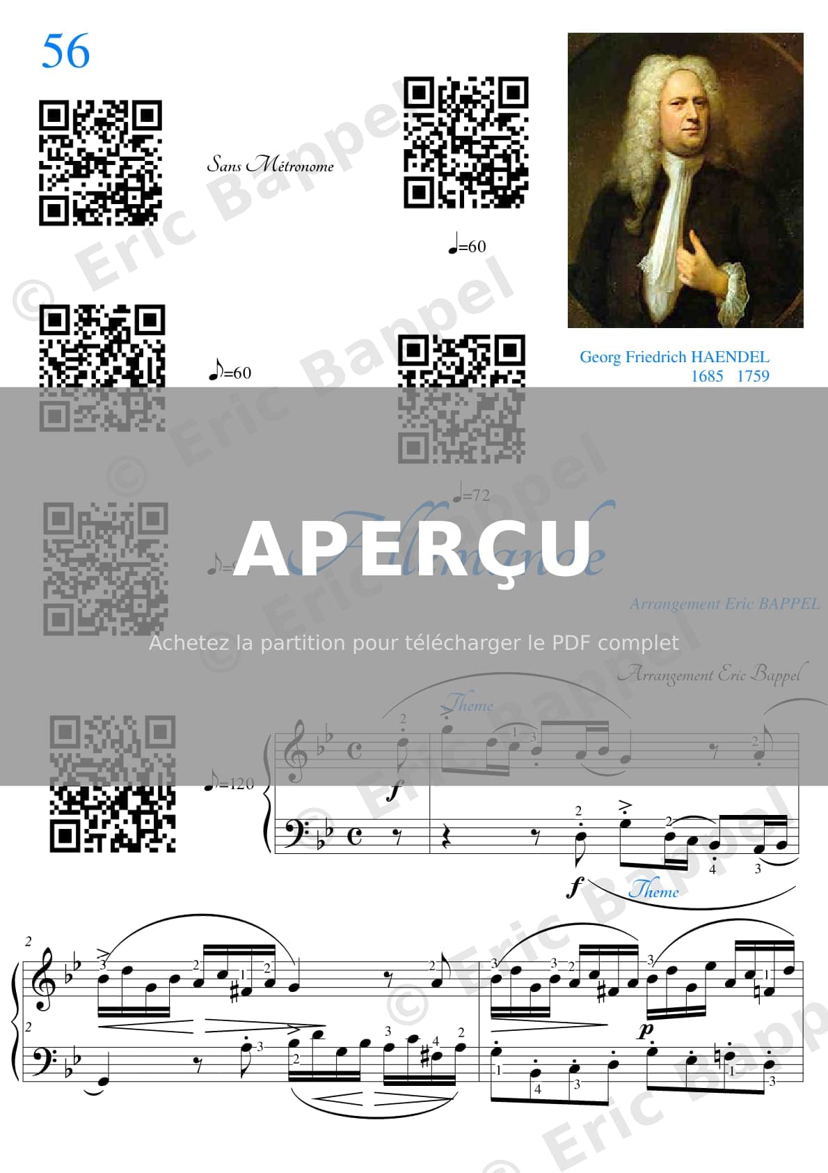 Suite en Sol m, HWV 452: I. Allemande — Extrait page 2 sur 4