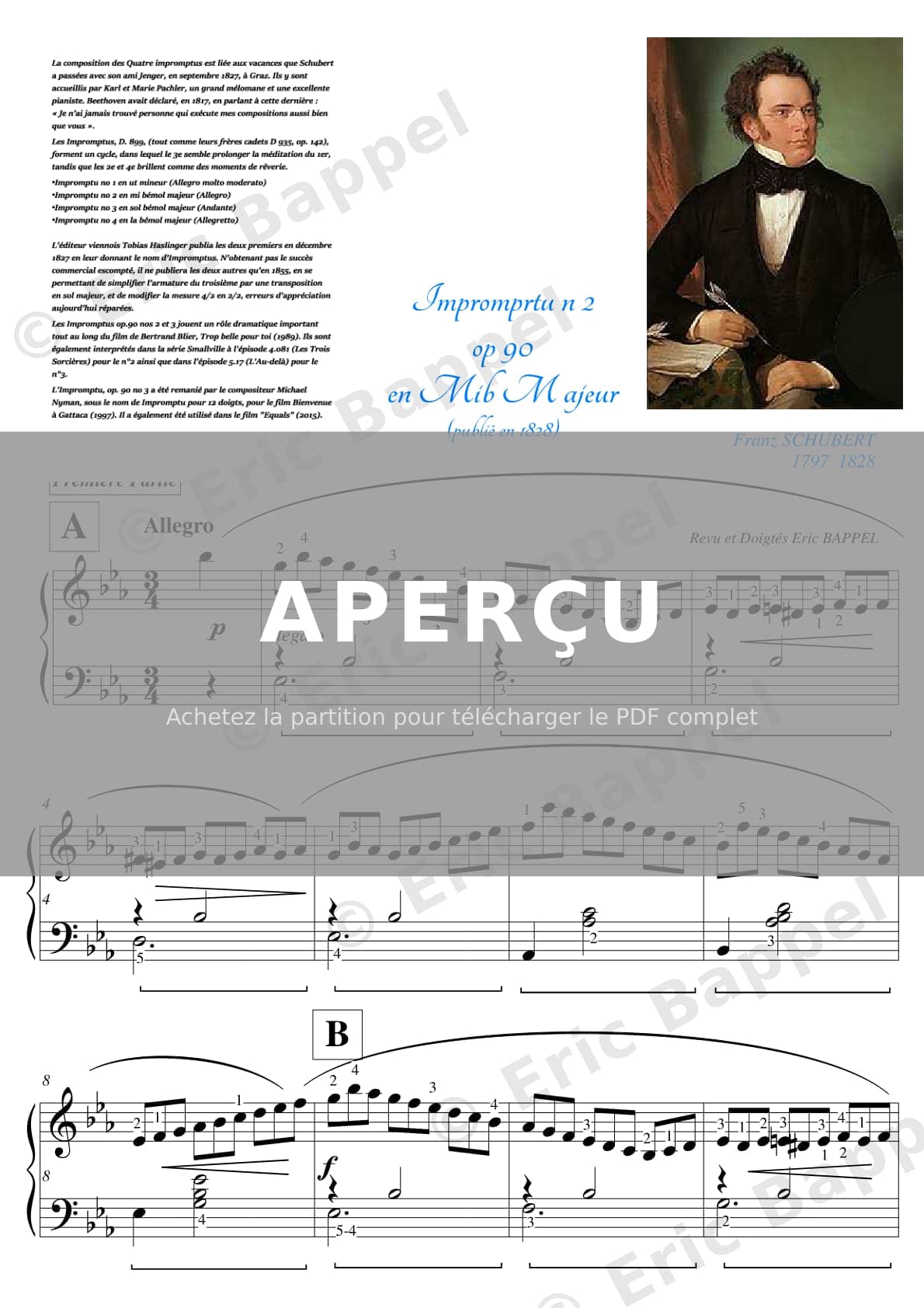 Impromptu, Op. 90, D. 899: No. 2 in Mi bémol majeur — Extrait page 1 sur 19