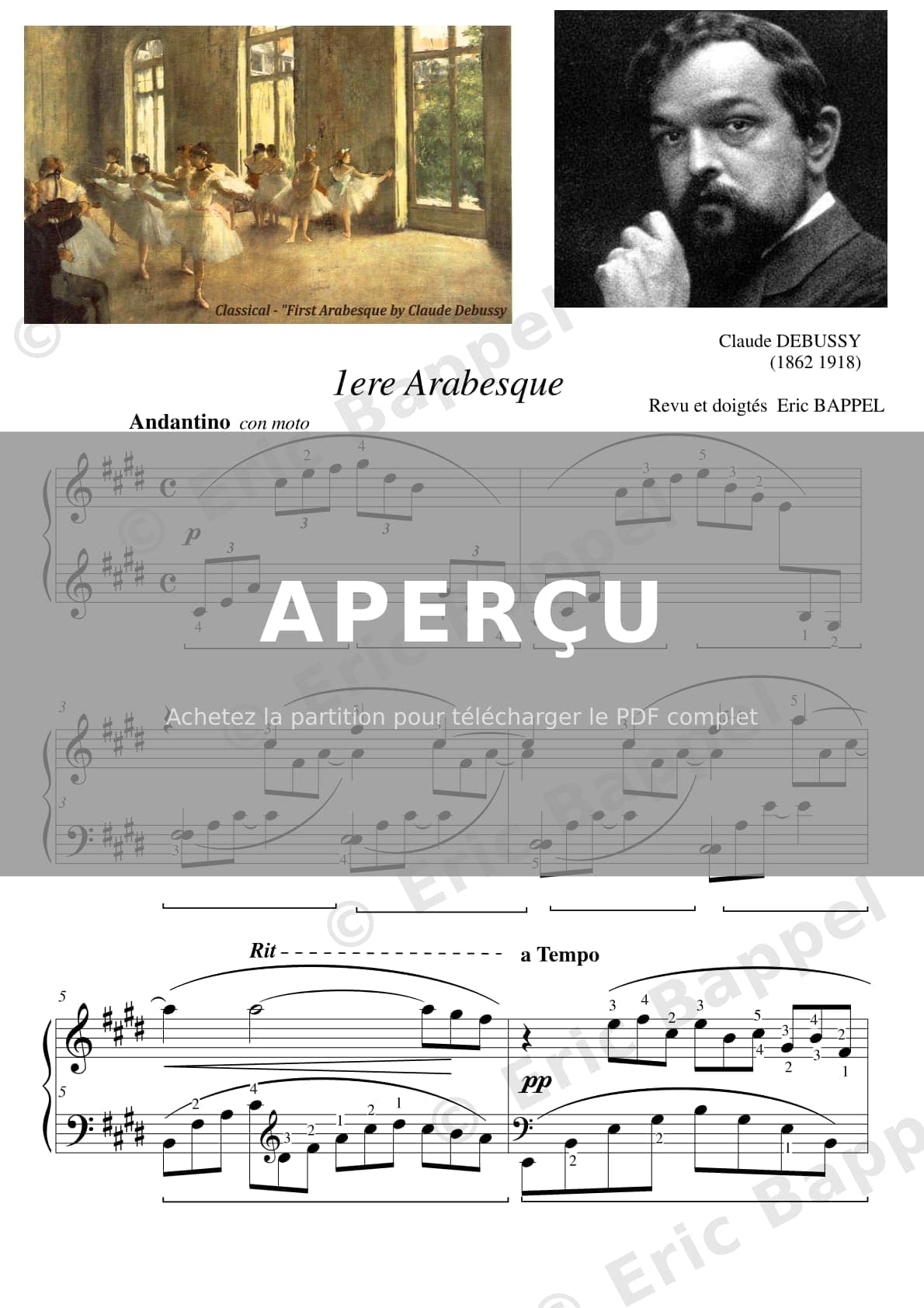 Arabesque No. 1 en Mi majeur — Extrait page 1 sur 12