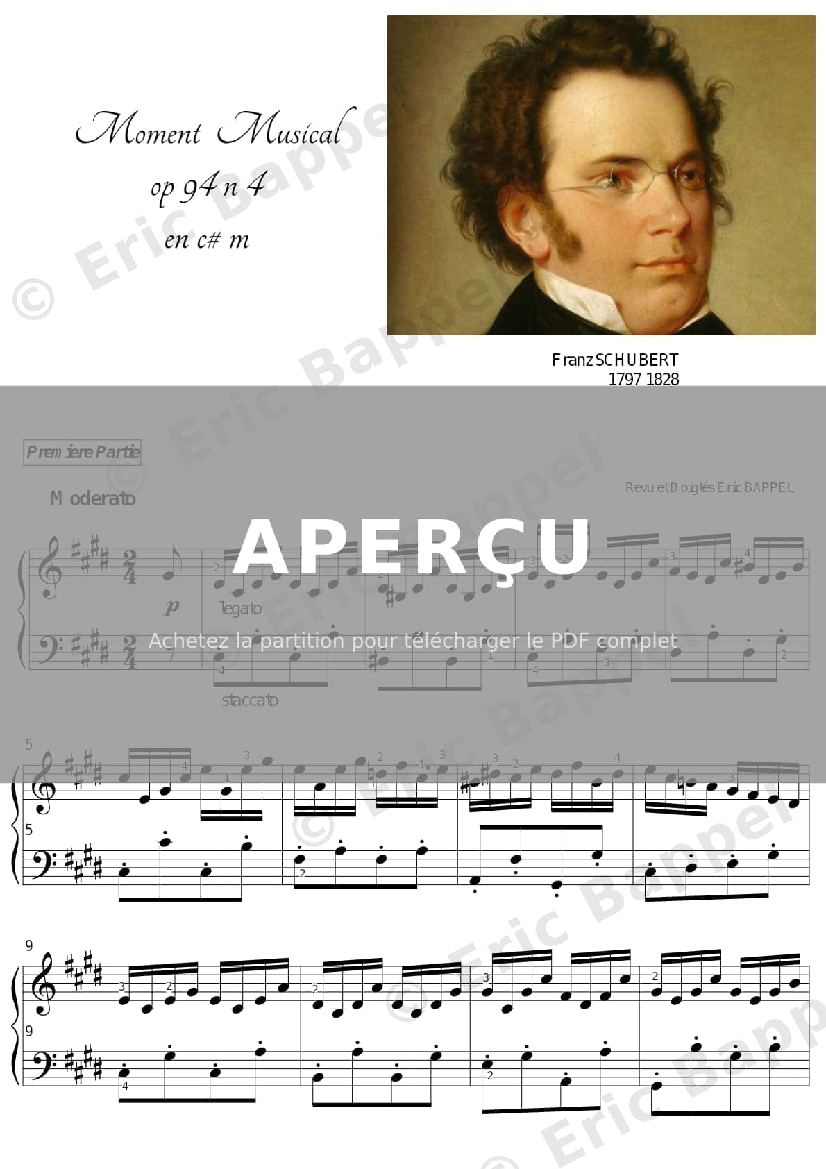 Moment Musical, Op. 94, D. 780: No. 4 en Do dièse mineur (Moderato) — Extrait page 1 sur 12