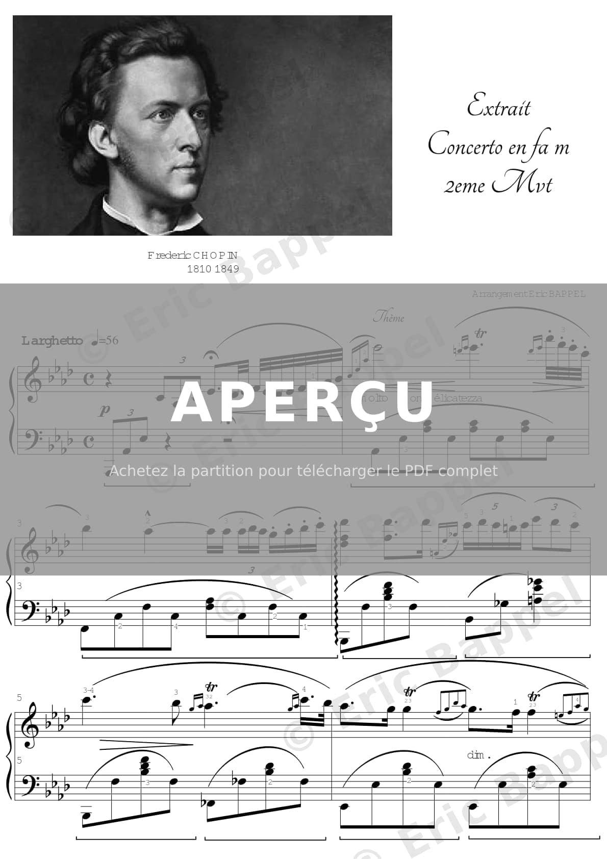 Concerto n° 2 en Fa mineur, Op. 21 : II. Larghetto, extrait — Extrait page 1 sur 6
