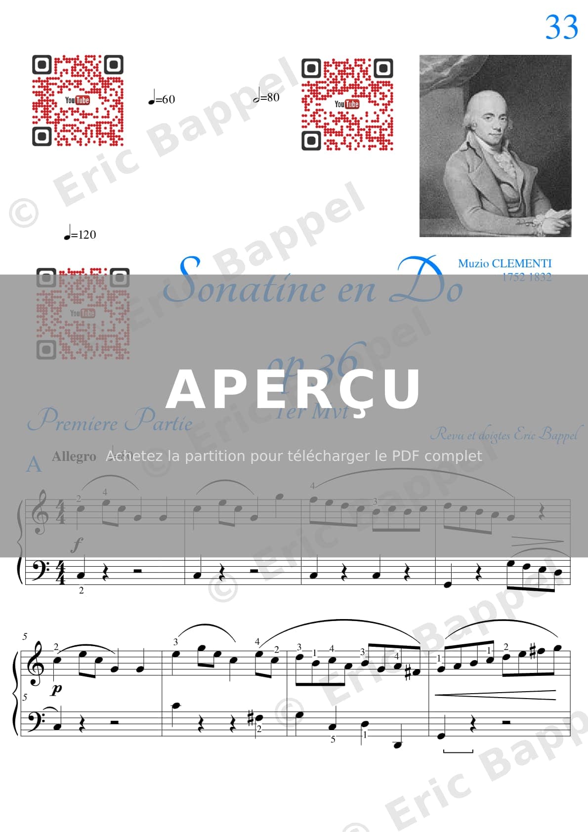 Sonatine No. 1 en Do majeur, Op. 36: 1er mouvement — Extrait page 1 sur 4