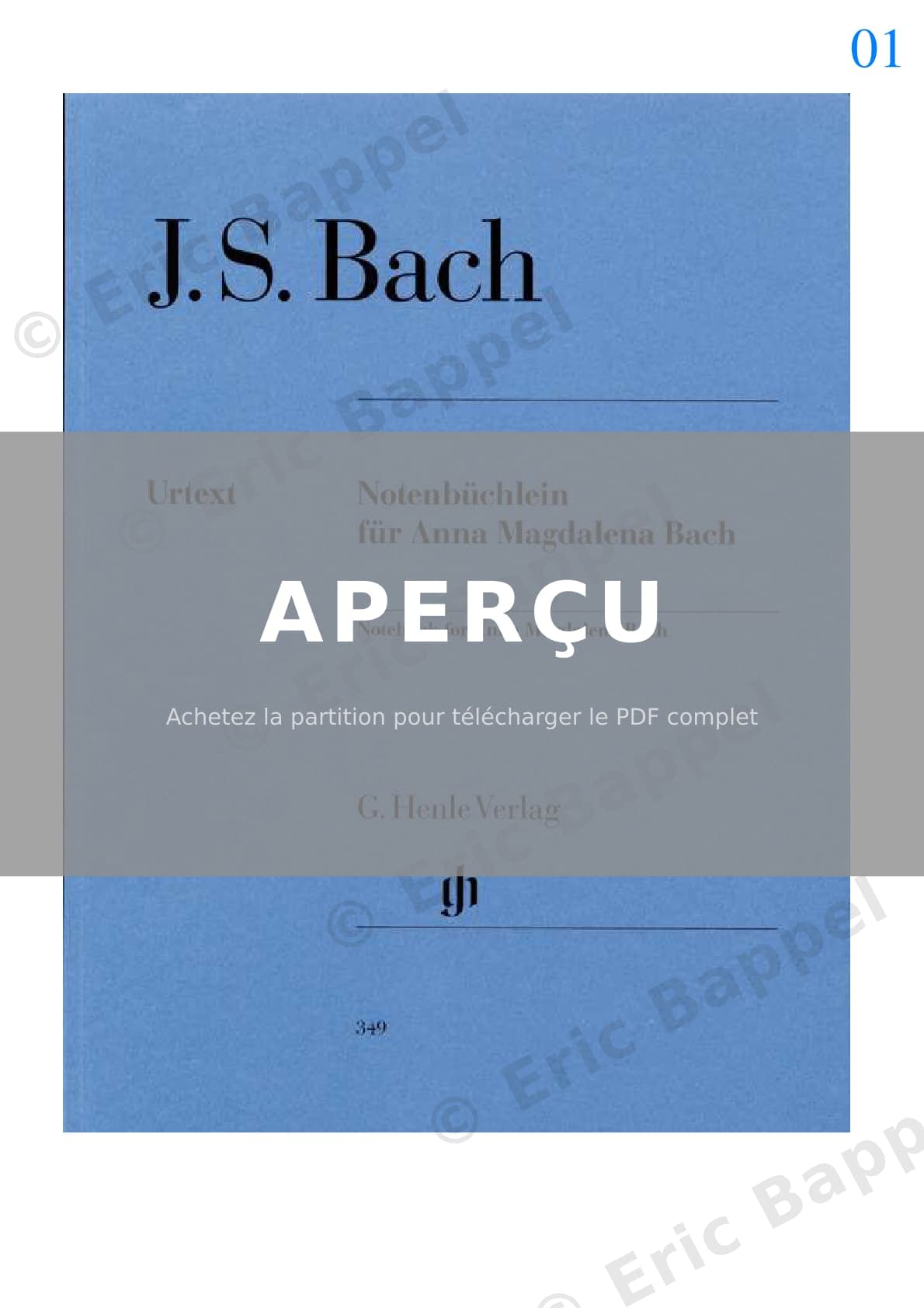 Menuet en Ré mineur (Petit livre d'Anna Magdalena Bach) — Extrait page 1 sur 4