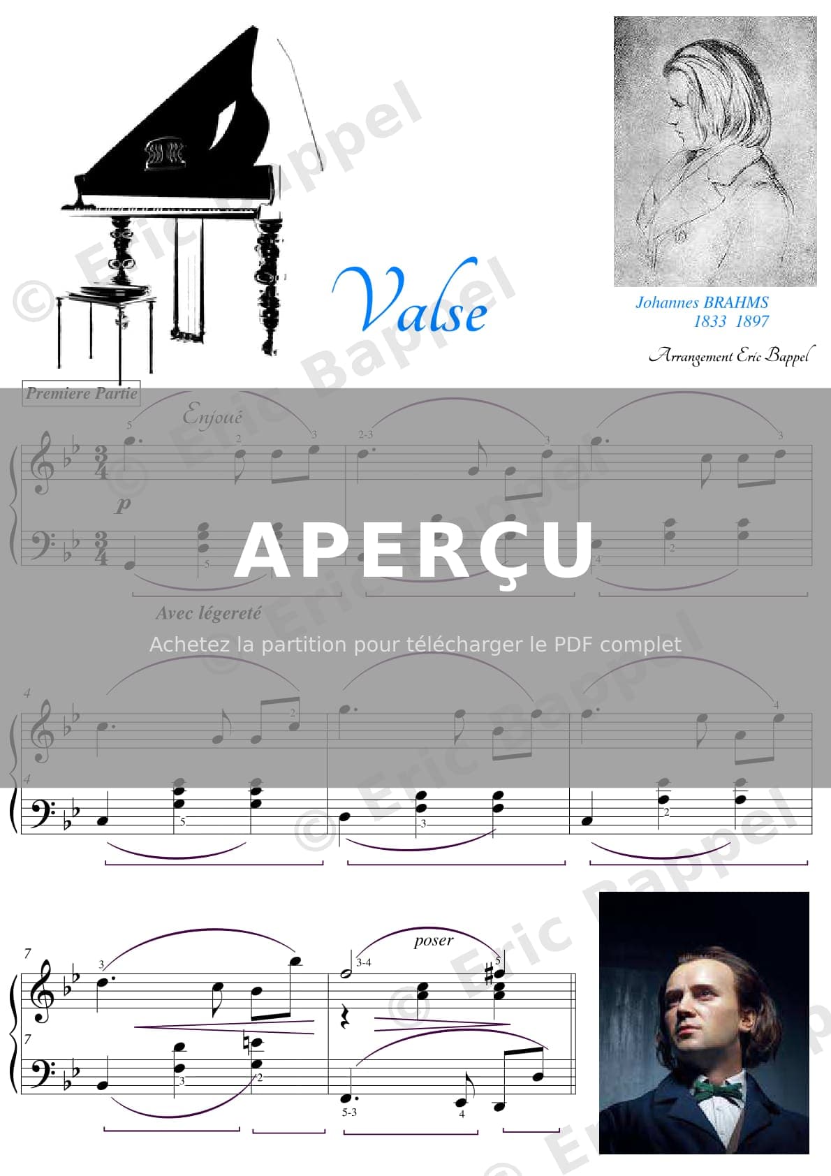 Valse n° 3 en Sol dièse mineur (version simplifiée en Sol mineur) — Extrait page 1 sur 4