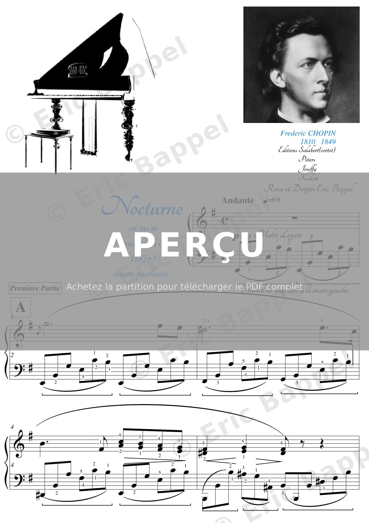 Nocturne Op. posth. 72 No. 1 en Mi mineur — Extrait page 1 sur 8