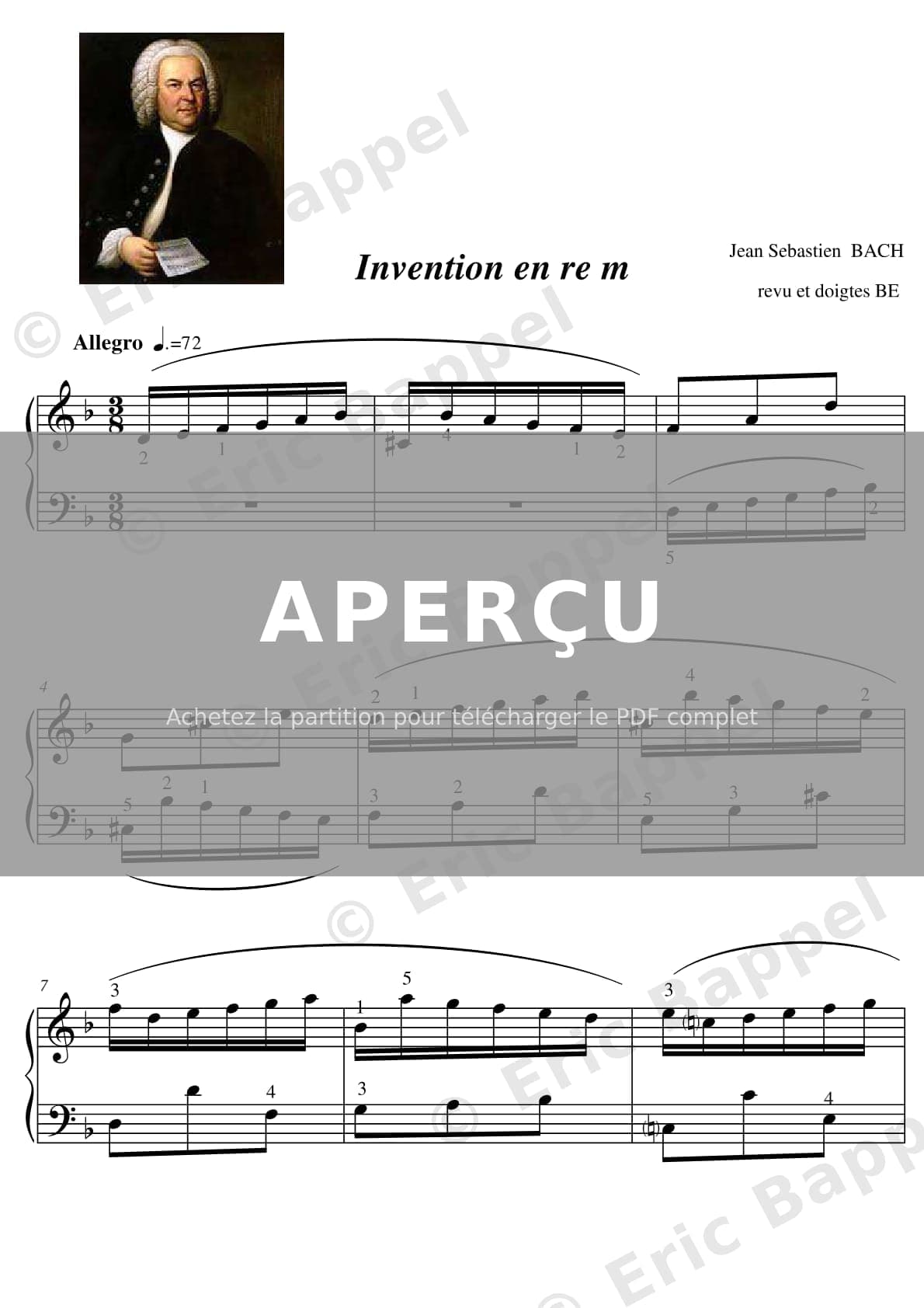 Invention No. 4 in D Minor, BWV 775 — Extrait page 1 sur 5