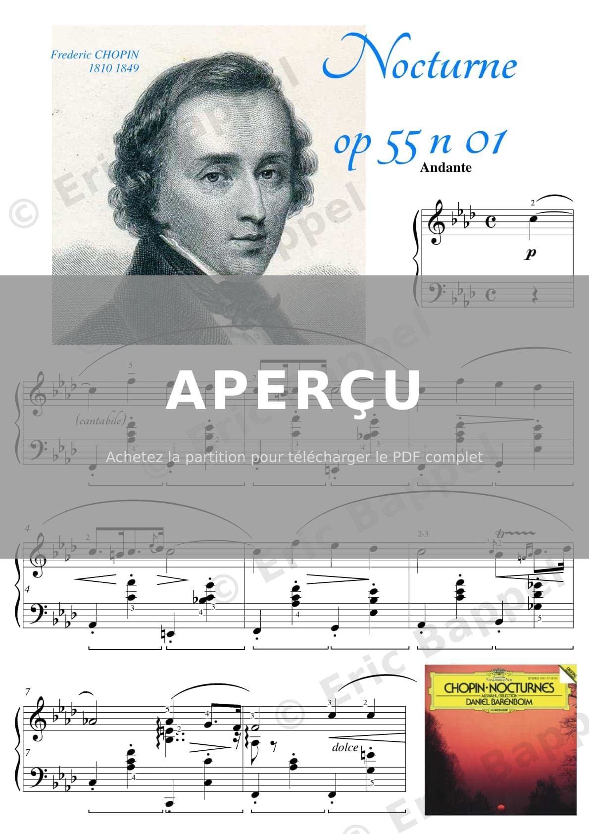 Nocturne Op. 55 n° 1 en Fa mineur — Extrait page 1 sur 12