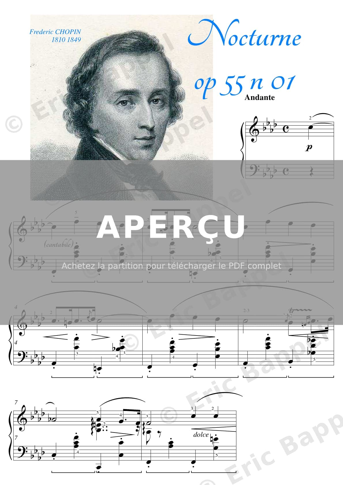Nocturne Op. 55 No. 1 en Fa mineur — Extrait page 1 sur 12