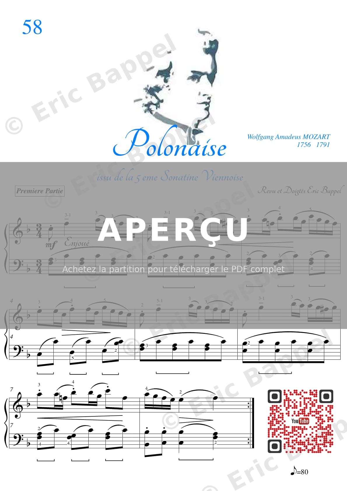 Sonatine No. 5 en Fa majeur: 3ème Mvt, Polonaise (K. Anh. 229) — Extrait page 2 sur 4