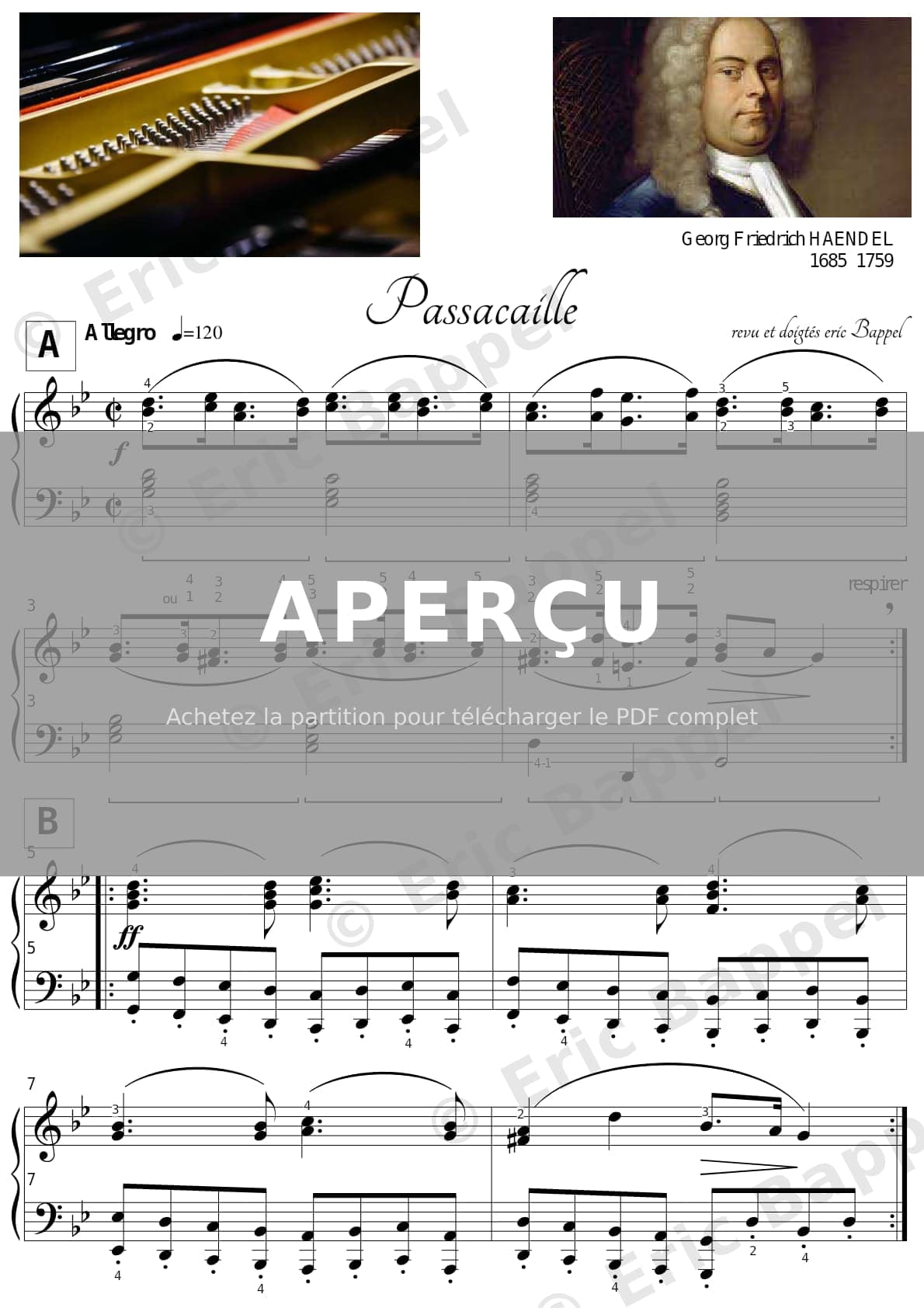 Passacaille, Suite No. 7 en Sol mineur, HWV 432: VI. — Extrait page 1 sur 8