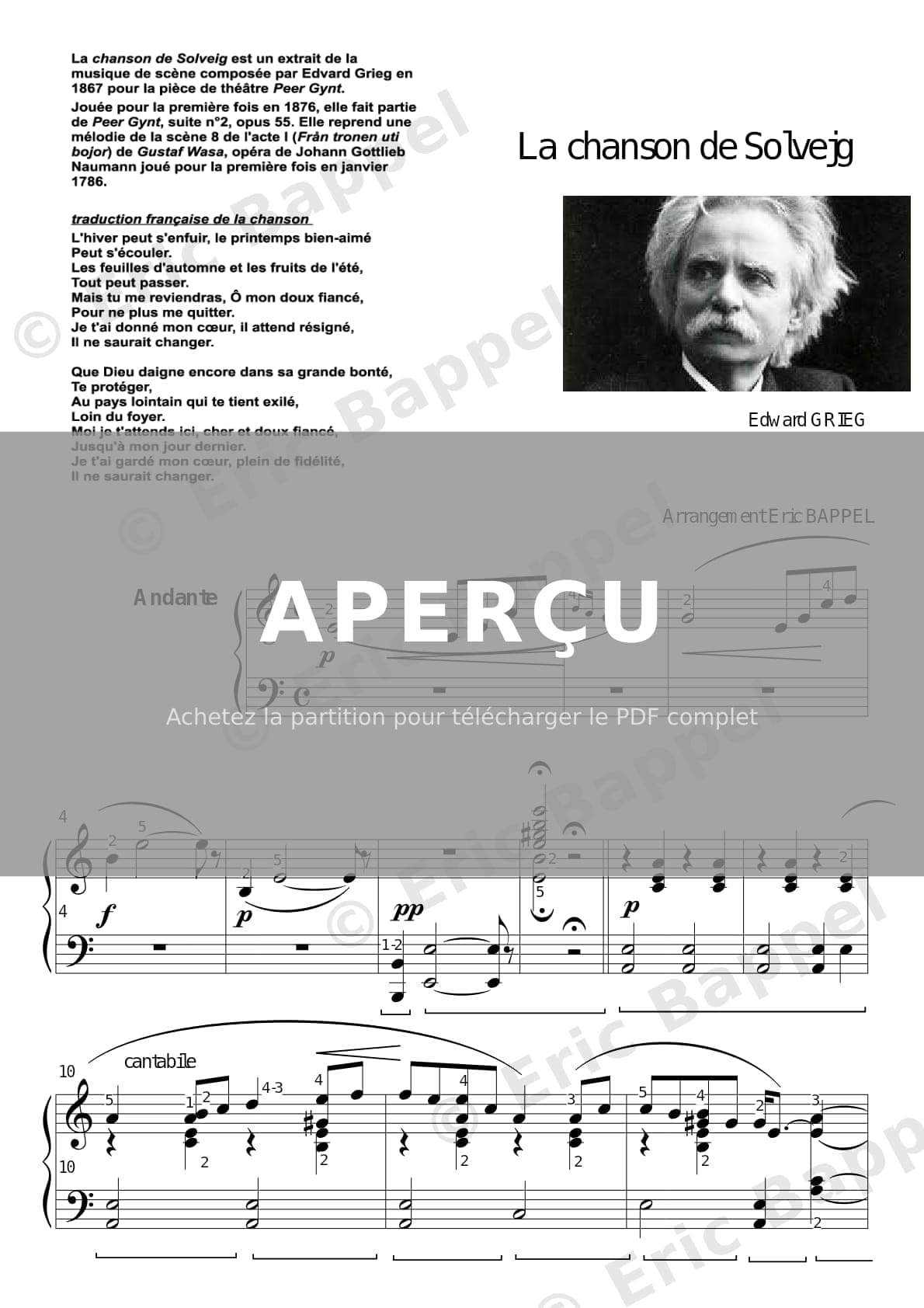 La Chanson de Solveig, Peer Gynt Suite No. 2, Op. 55 — Extrait page 1 sur 5