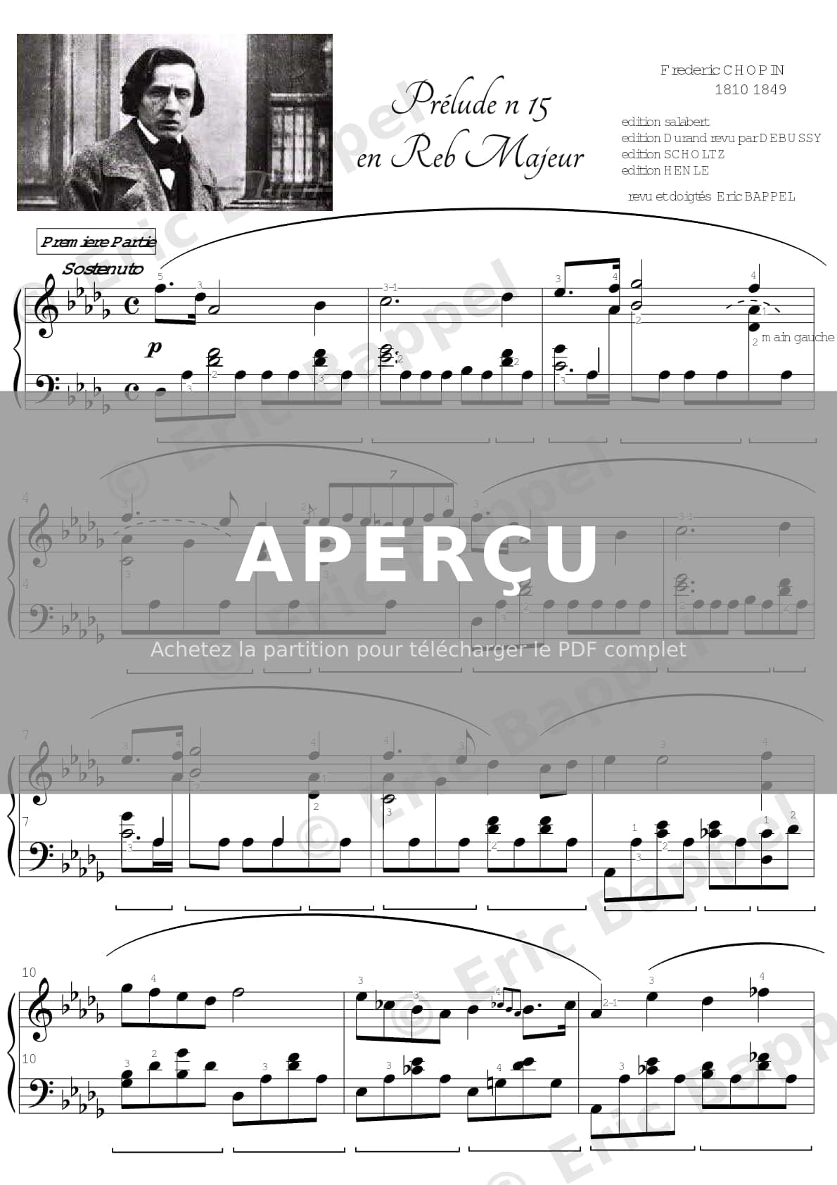 Prélude, Op. 28 n° 15 en Ré bémol Majeur "Raindrop" — Extrait page 1 sur 7