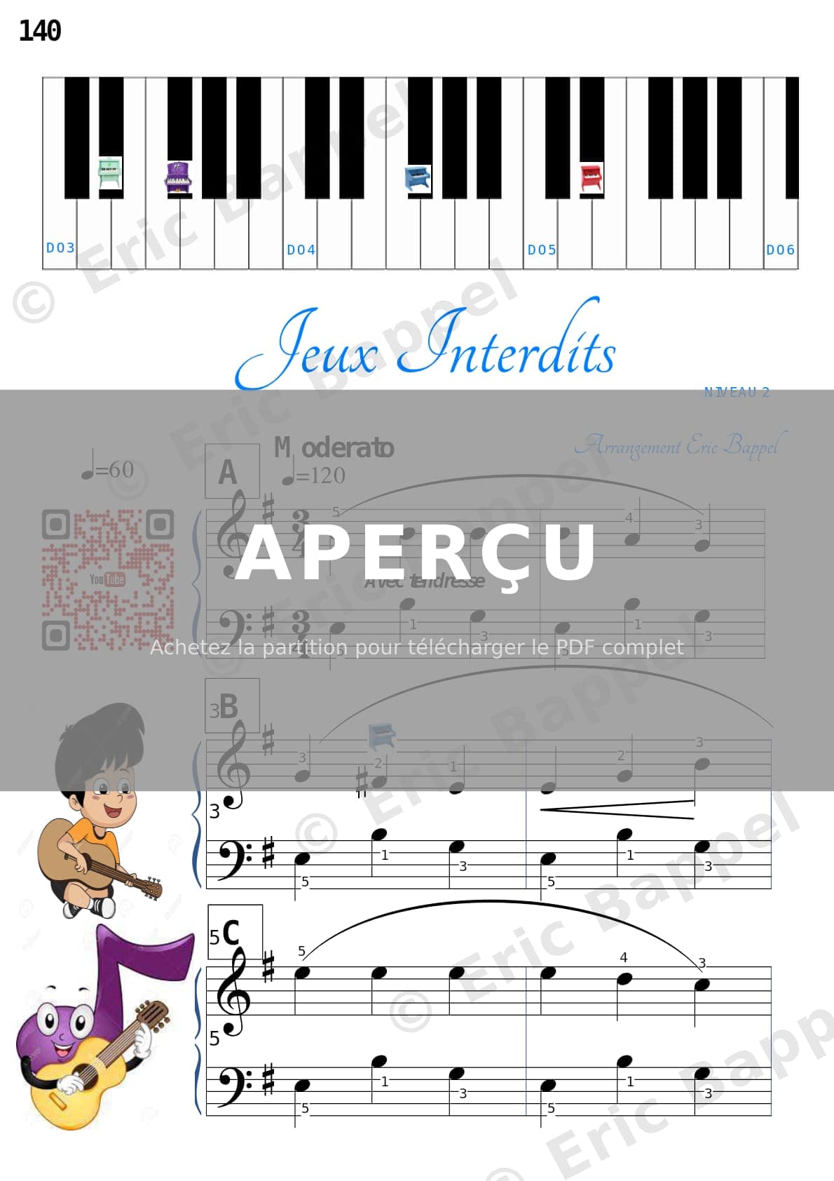 Jeux interdits, transcription pour piano niveau 2 — Extrait page 2 sur 4