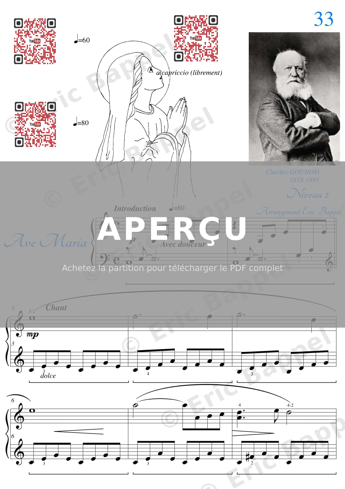 Ave Maria transposé en Do majeur niveau 2 — Extrait page 1 sur 4