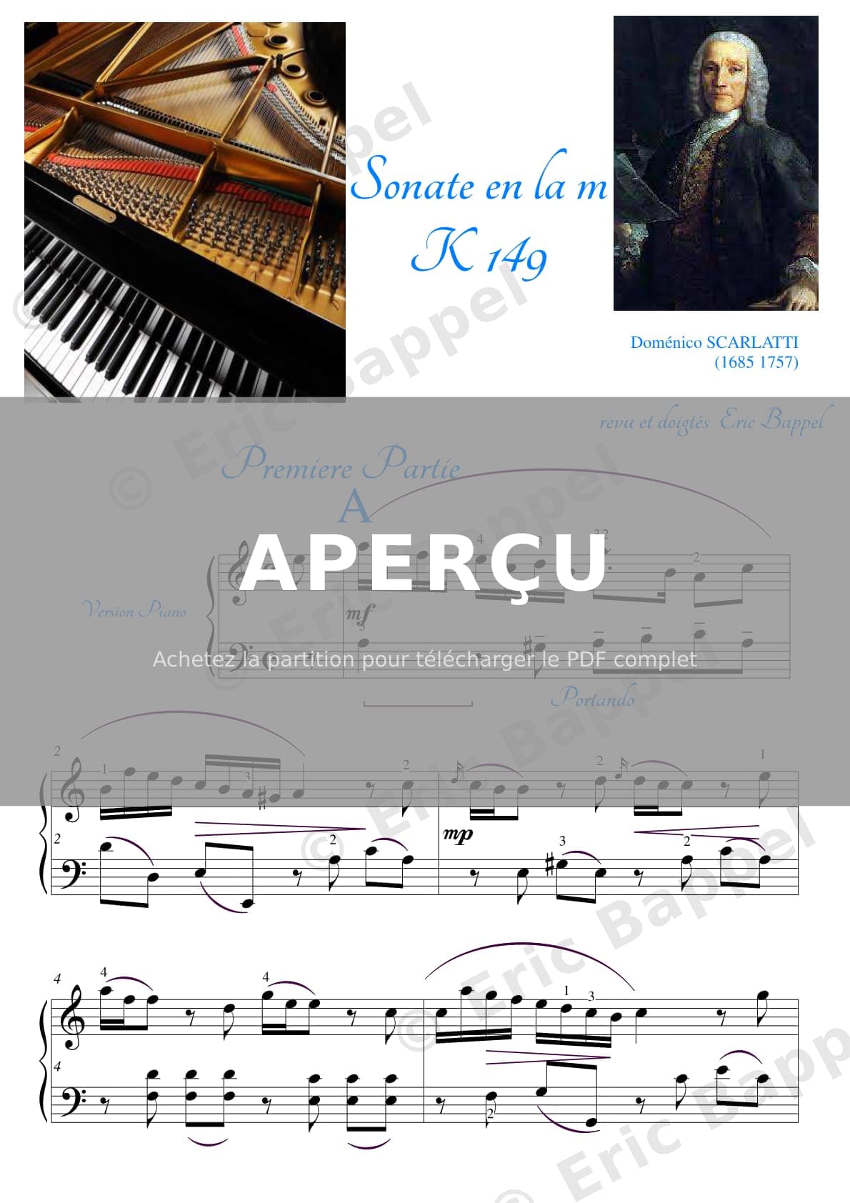 Sonate en La mineur, K. 149: Allegro — Extrait page 1 sur 5