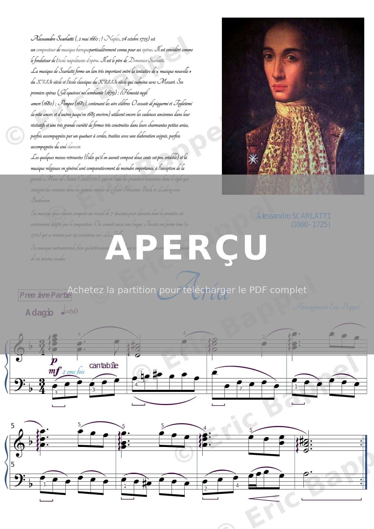 Aria en Ré mineur — Extrait page 1 sur 2