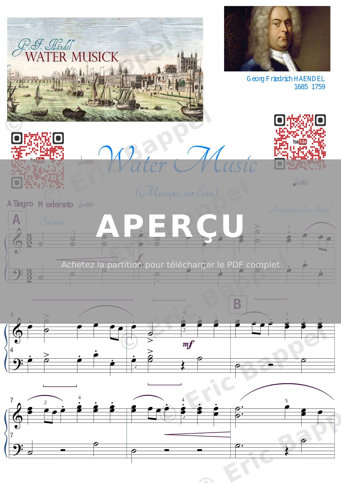 Water Music Suite No. 2 en Ré majeur, HWV 349 — Extrait page 1 sur 3
