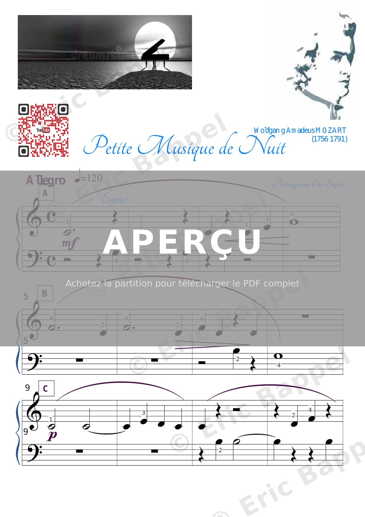 Petite musique de nuit (transcription en Do majeur, niveau 1) — Extrait page 2 sur 3