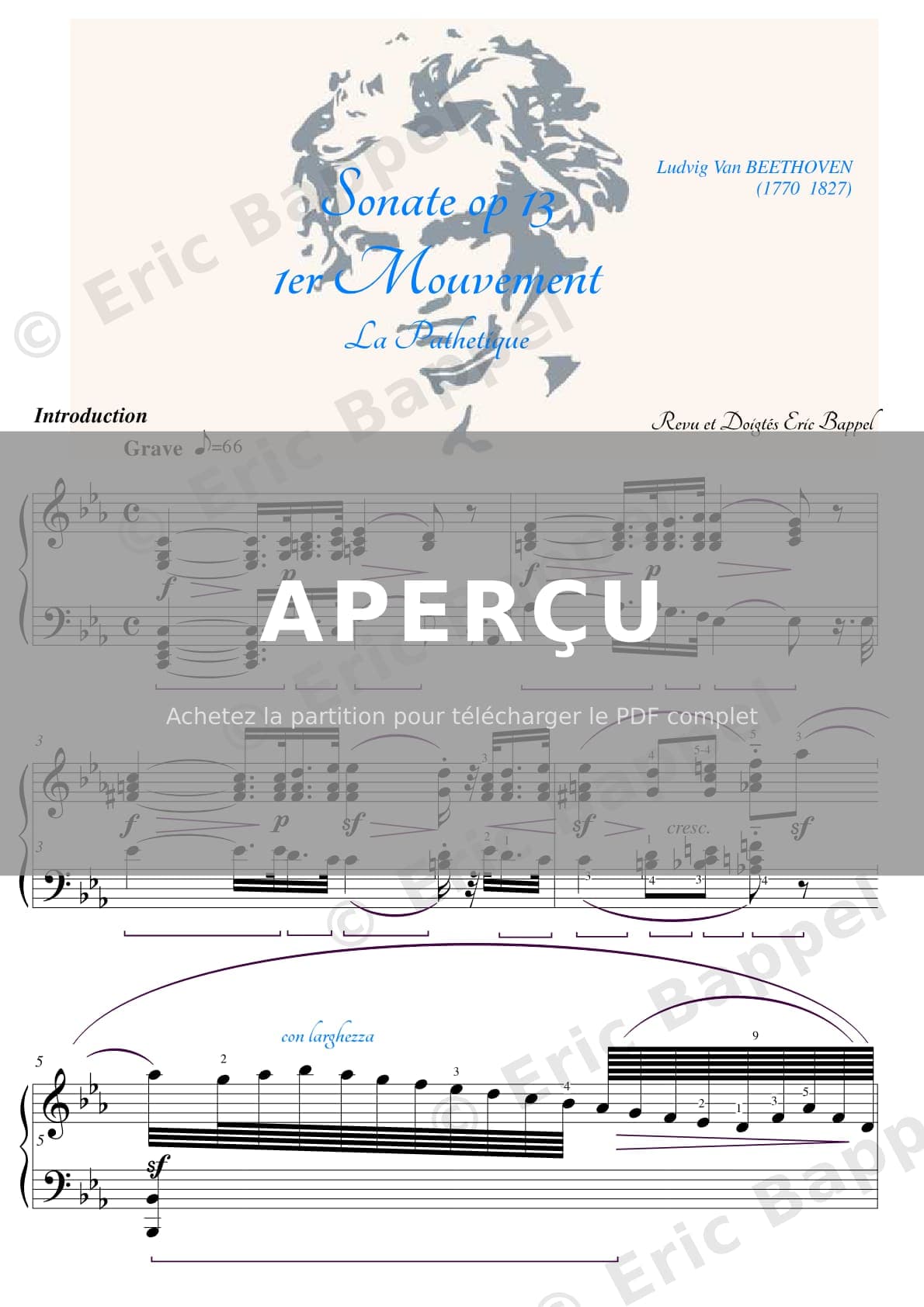 Sonate "Pathétique" n° 8 en Do mineur, Op. 13 : I. Grave - Allegro di molto e con brio — Extrait page 1 sur 19