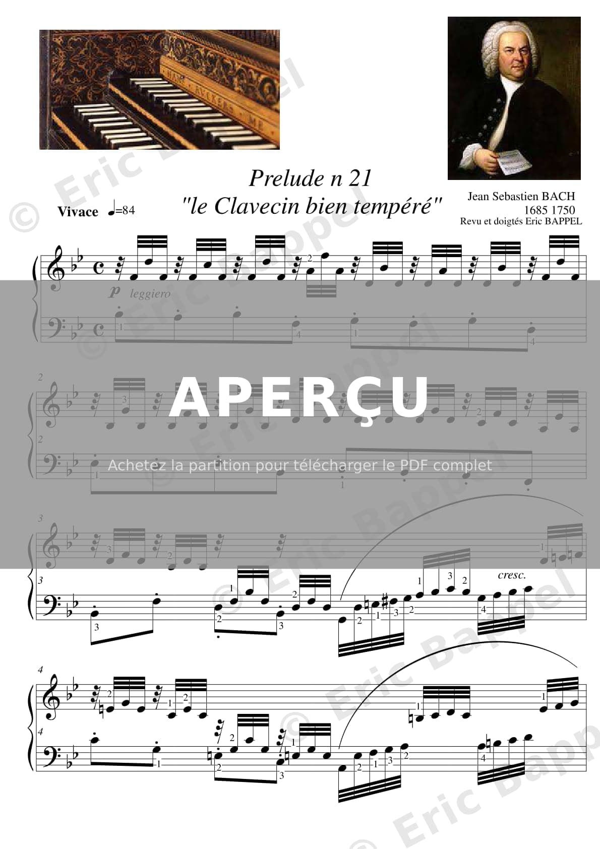 Prelude No. 21 in B-Flat Major, BWV 866 — Extrait page 1 sur 5