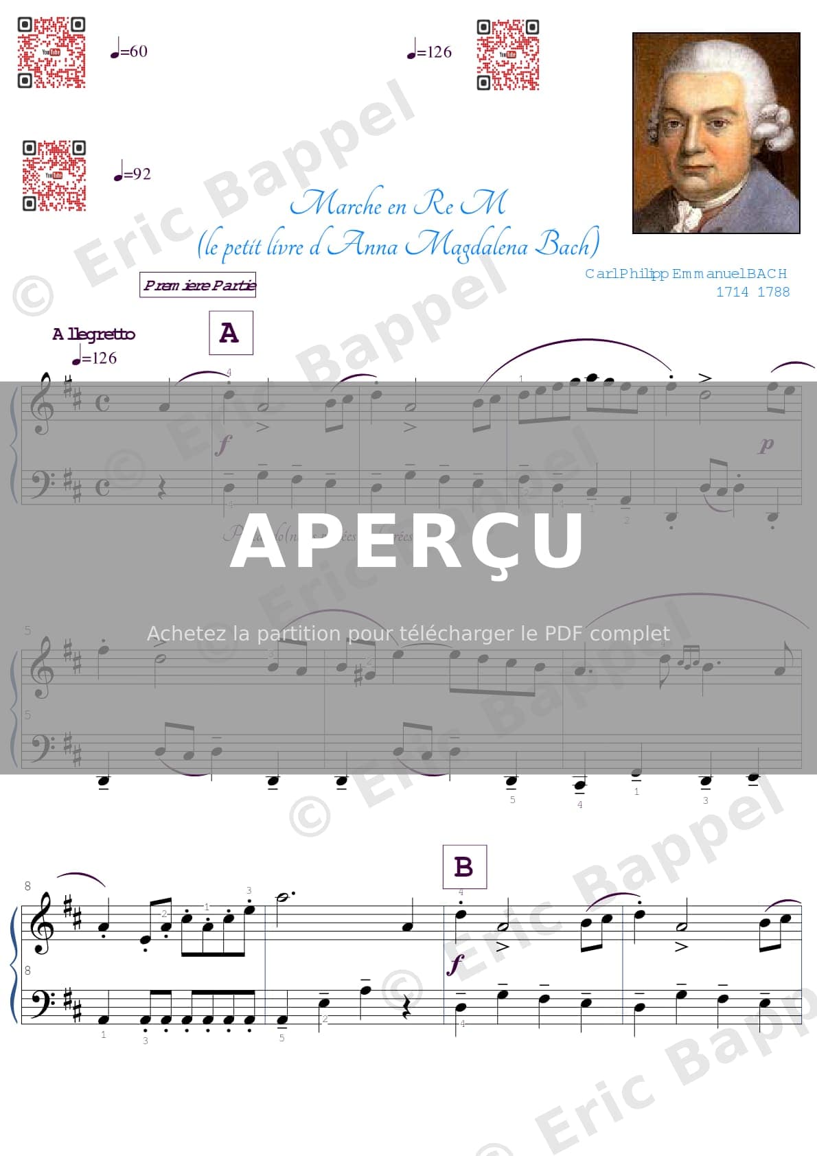 MARCHE en RE M (le petit livre d anna magdalena BACH) — Extrait page 1 sur 4