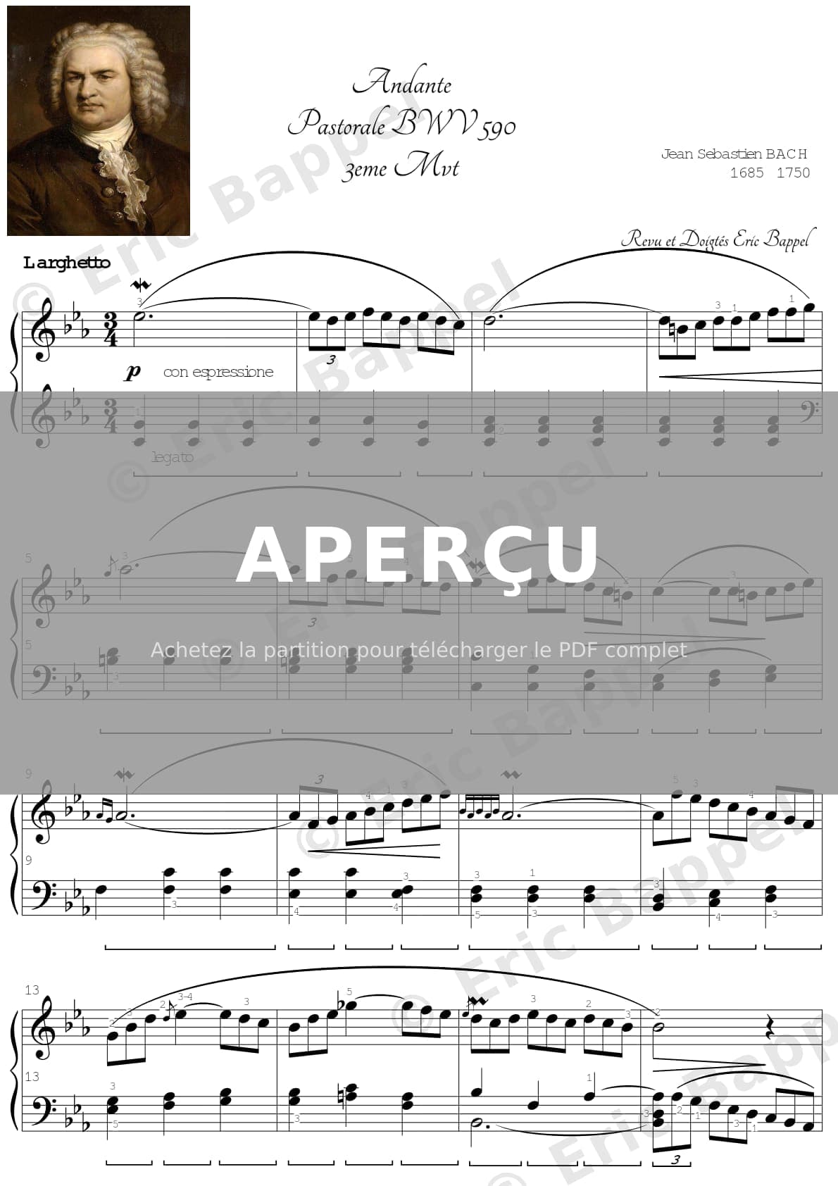 Pastorale, Andante BWV 590, 3e mouvement — Extrait page 1 sur 5