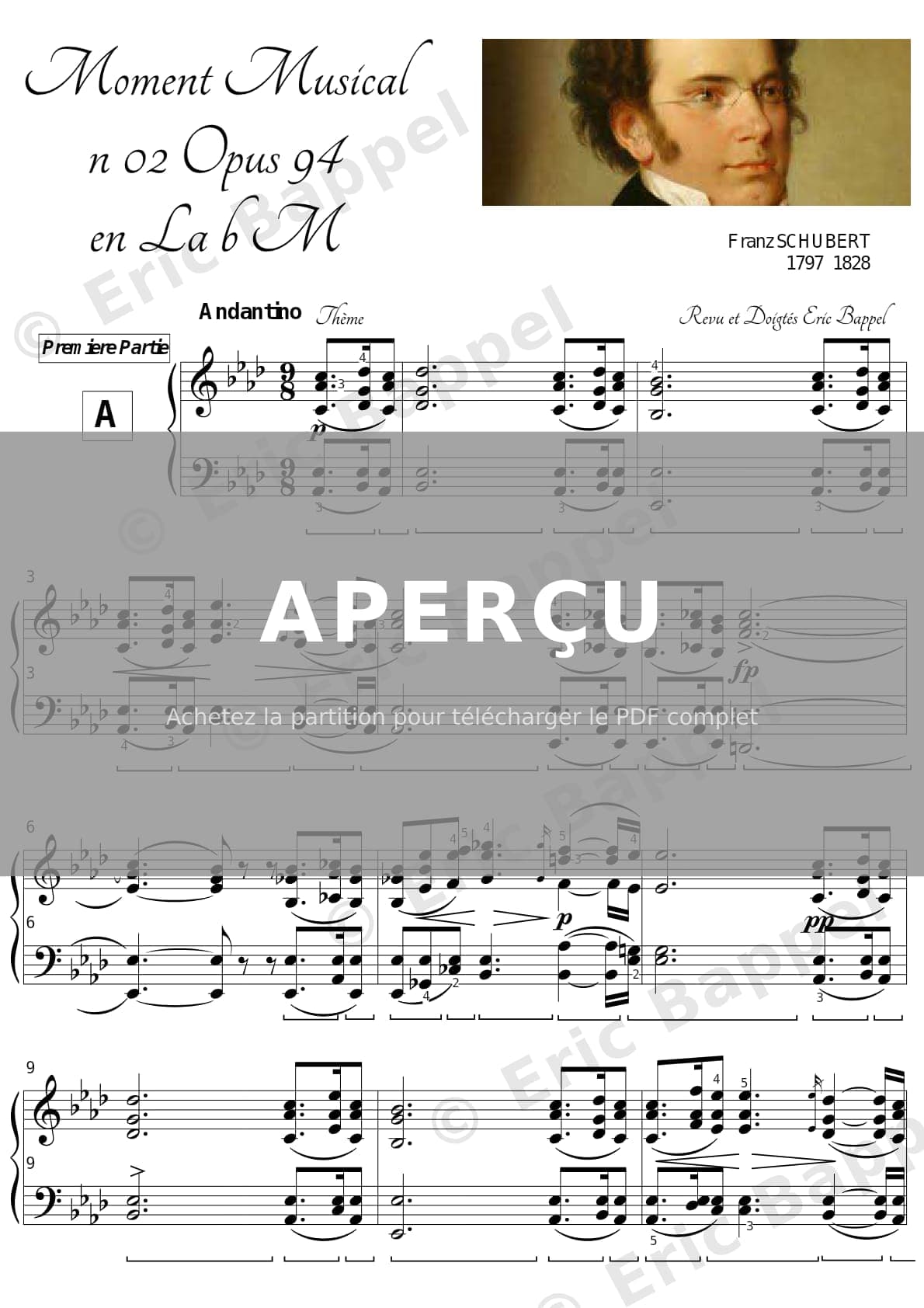 Moment musical, Op. 94, D. 780: No. 2 en La bémol majeur — Extrait page 1 sur 7