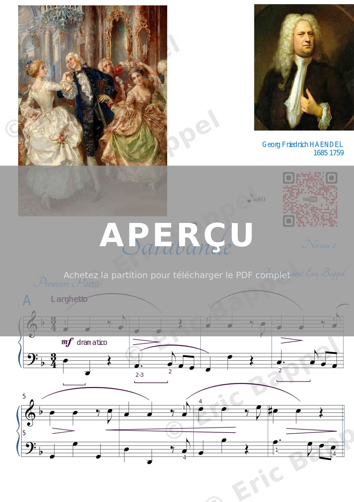 Sarabande from Suite en Ré mineur No. 4, HWV 437 niveau 2 — Extrait page 1 sur 3
