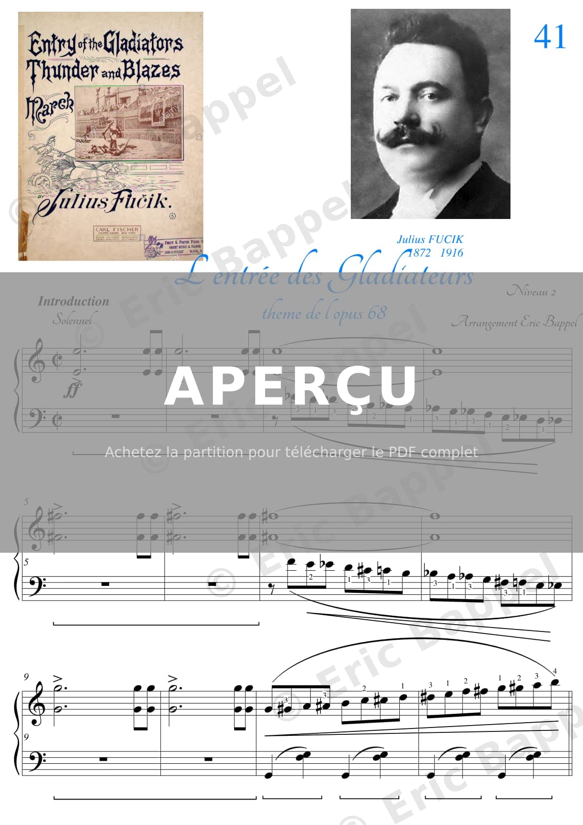 Entrée des gladiateurs en Do majeur, Op. 68 niveau 2 — Extrait page 1 sur 4