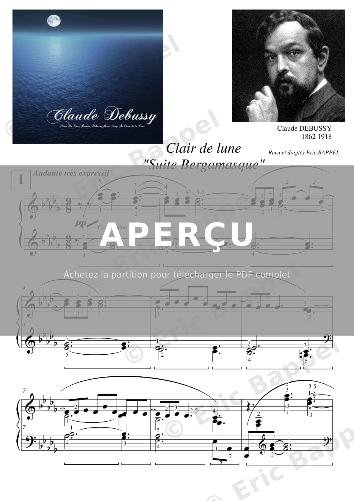 Suite bergamasque, No. 03: Clair de Lune — Extrait page 1 sur 9