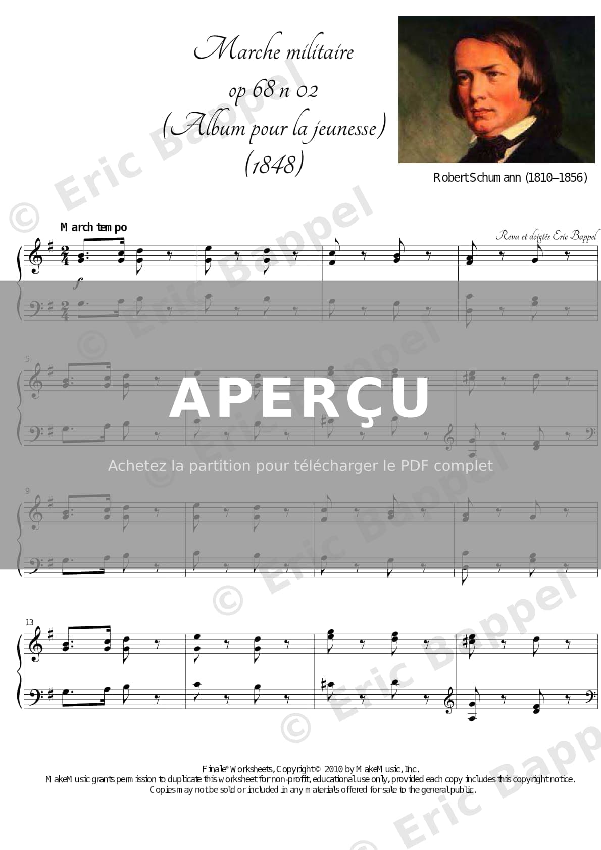 Marche militaire, Album pour la jeunesse, 1re partie Pour les enfants, Op. 68, No. 01 — Extrait page 1 sur 2