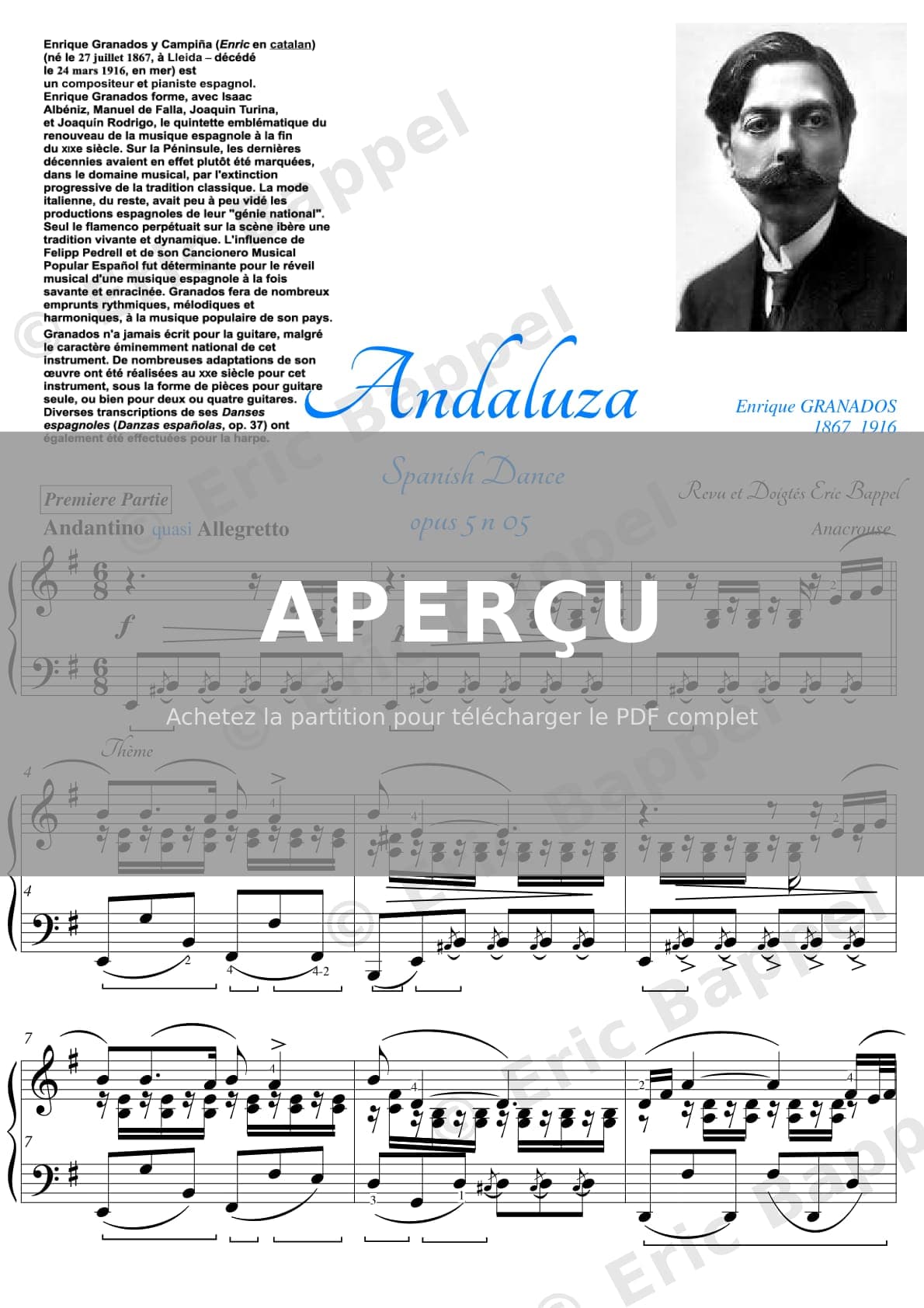 Andaluza, Danzas españolas, Op. 37: No. 03 — Extrait page 1 sur 8