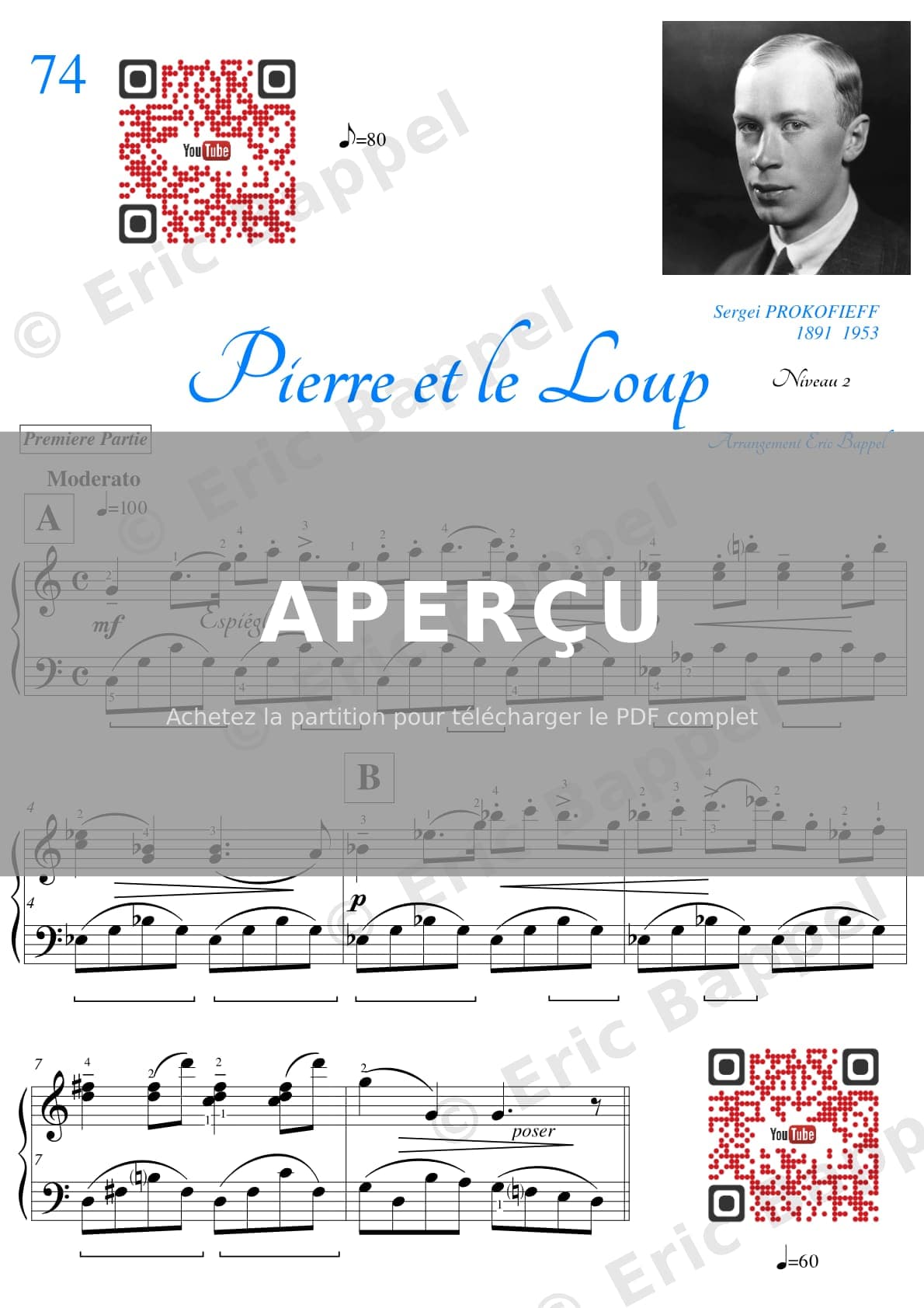 Pierre et le loup, Op. 67: Un beau matin printanier, Pierre ouvrit la barrière niveau 2 — Extrait page 2 sur 4