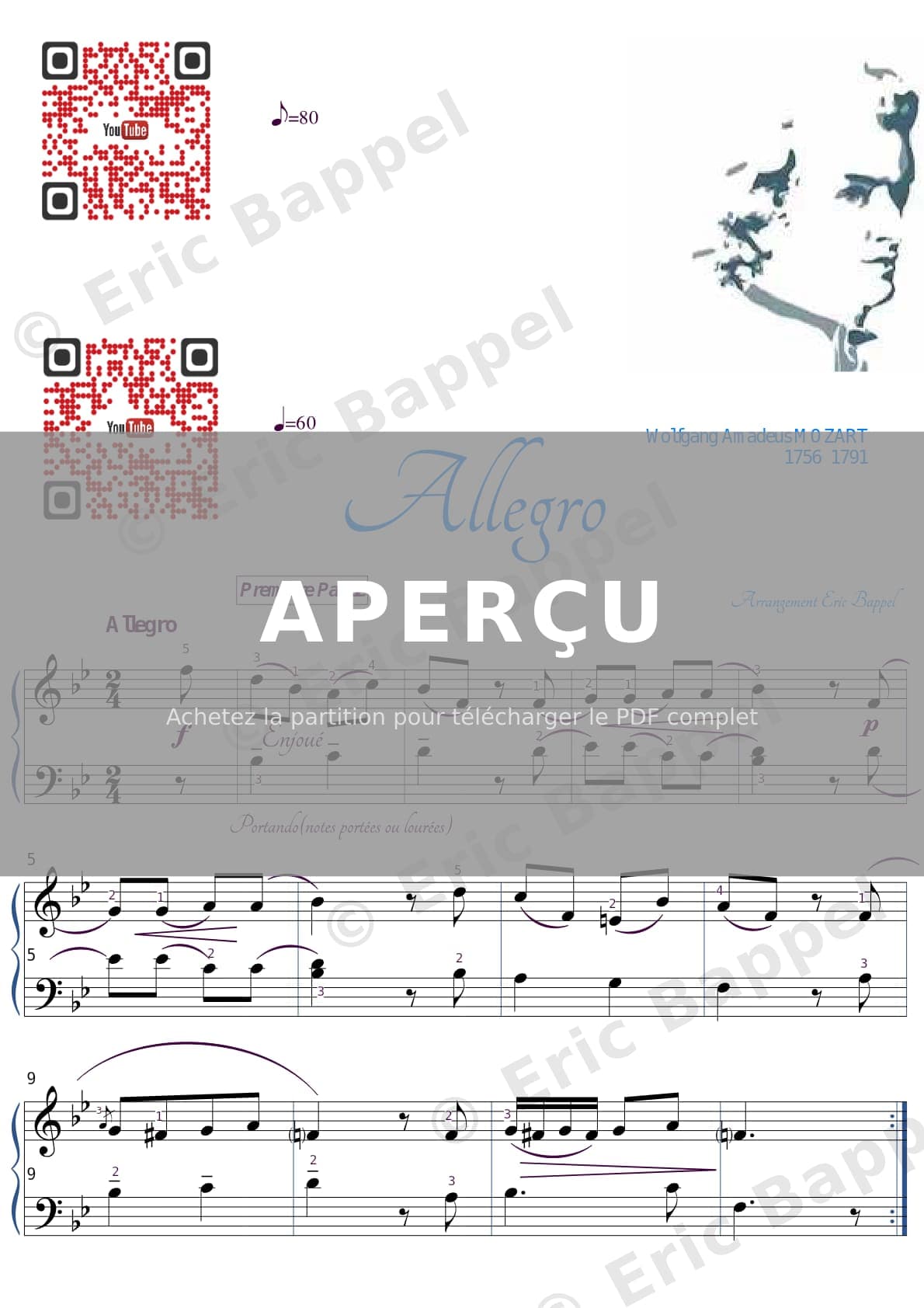 Allegro en Si bémol majeur, K. 3 — Extrait page 1 sur 2