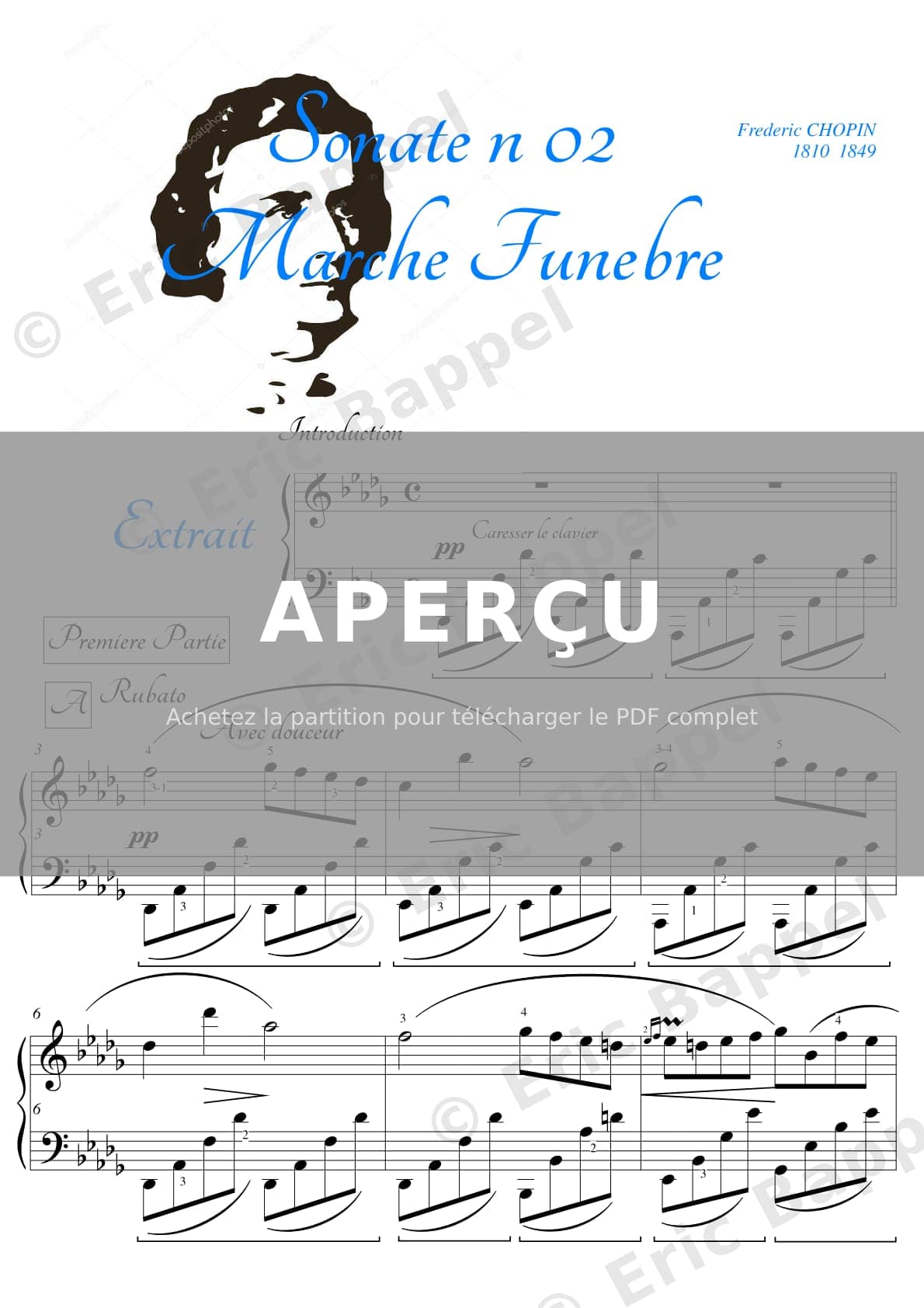 Sonate pour piano n° 2, Op. 35 : Marche funèbre, partie centrale — Extrait page 1 sur 4