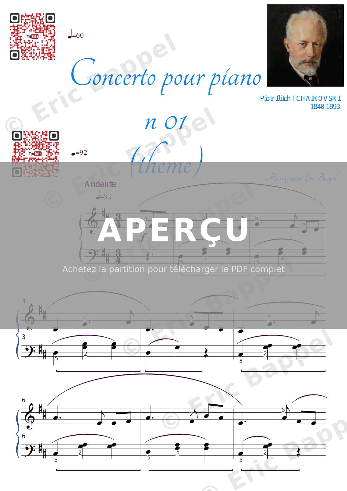 Piano Concerto No. 1, Op. 23, extrait version simplifiée — Extrait page 1 sur 2