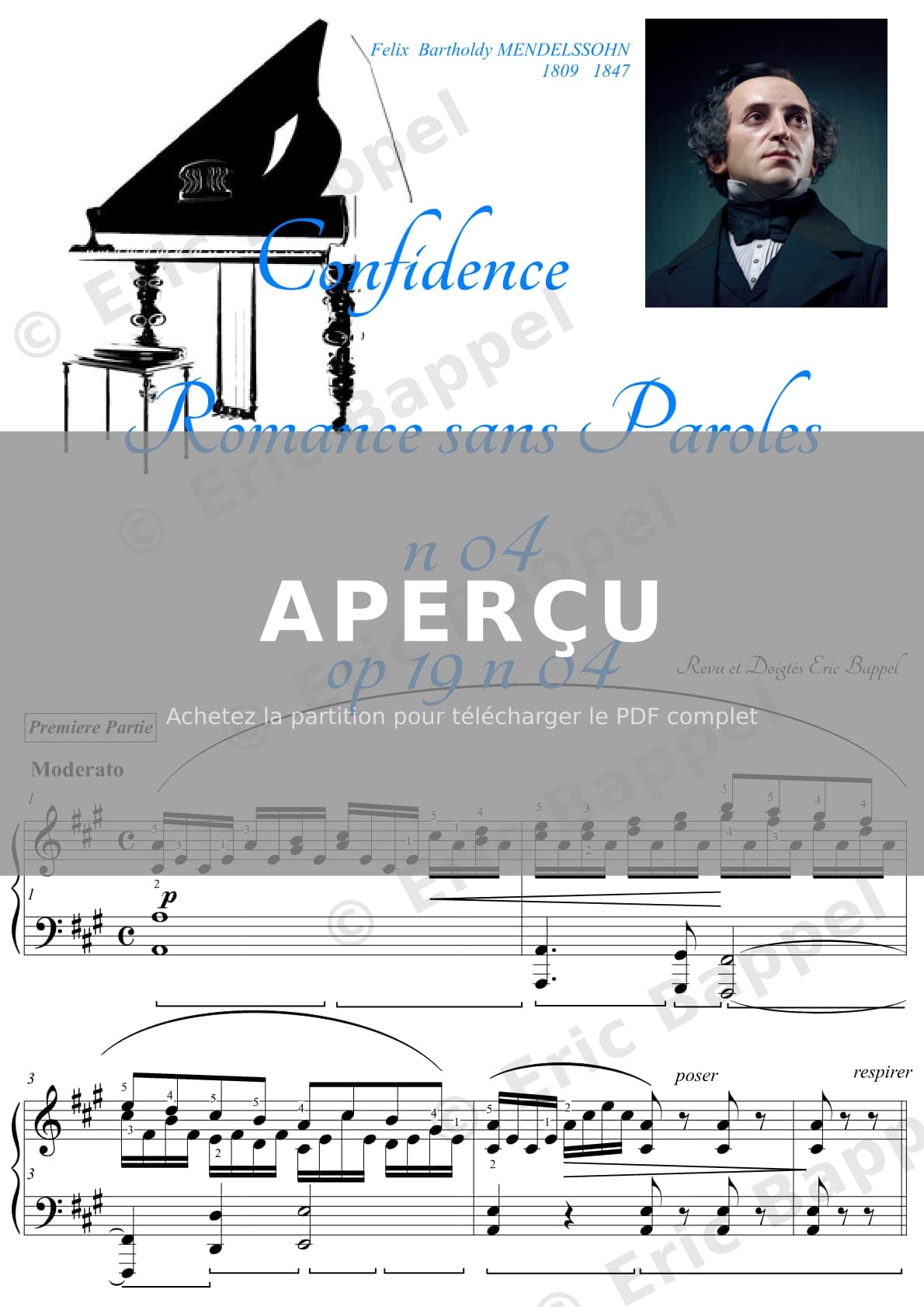 Romances sans paroles, Moderato en La majeur, Op. 19 No. 4 — Extrait page 1 sur 3