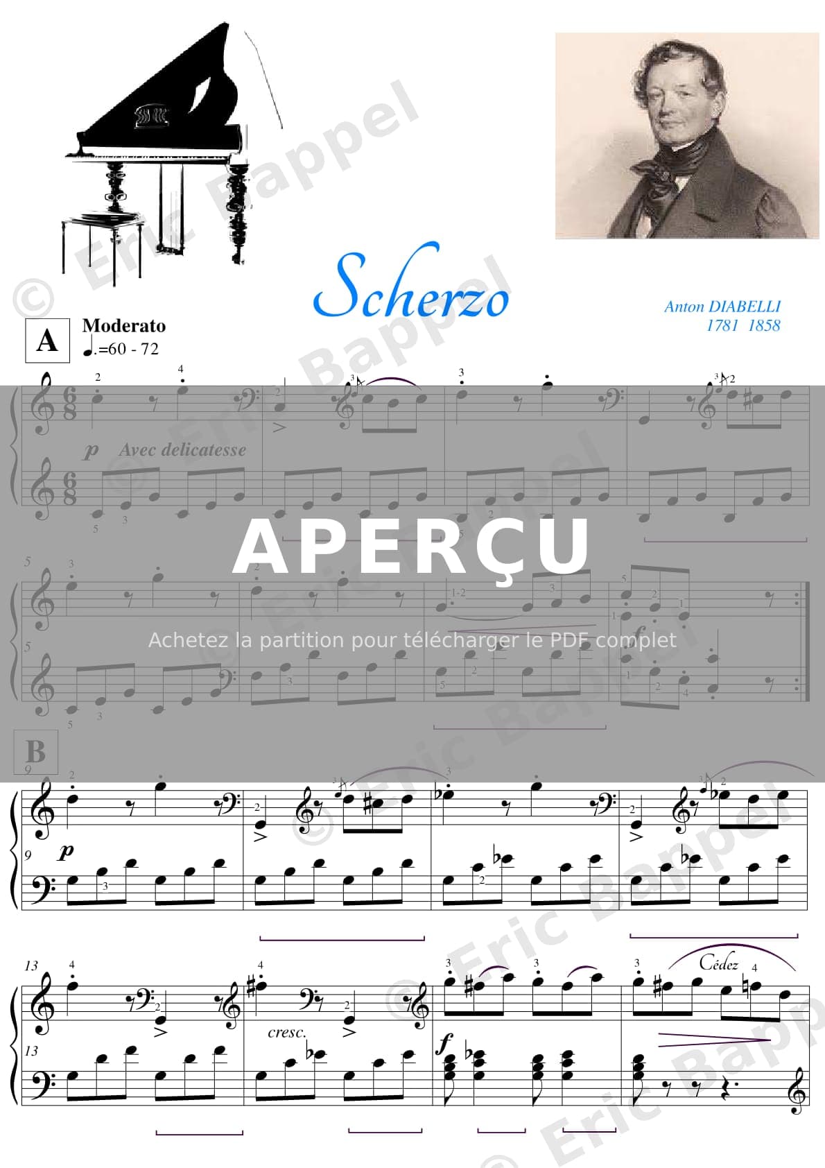 Sonatine en Sol majeur, Op. 151, No. 1: II. Scherzo: Allegro en Do majeur — Extrait page 1 sur 2