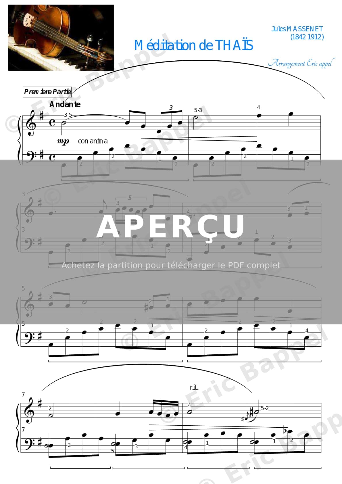 Thaïs, Act 2: Méditation — Extrait page 1 sur 5