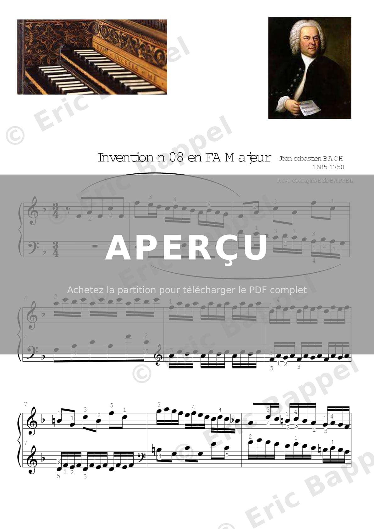 Bach Invention No.8 in F Major, BWV 779 — Extrait page 1 sur 3
