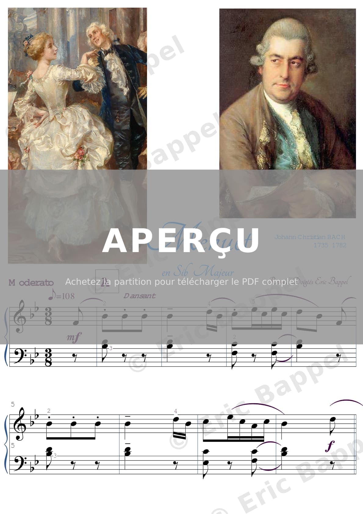 Menuet en Si bémol Majeur — Extrait page 1 sur 2