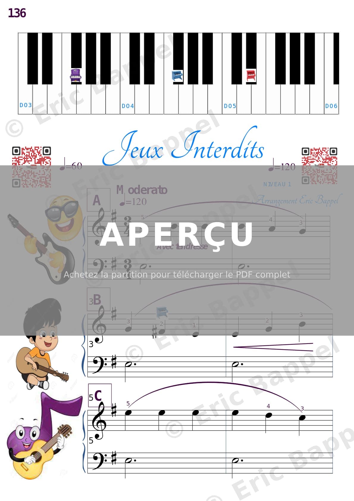 Jeux interdits, transcription pour piano niveau 1 — Extrait page 2 sur 4